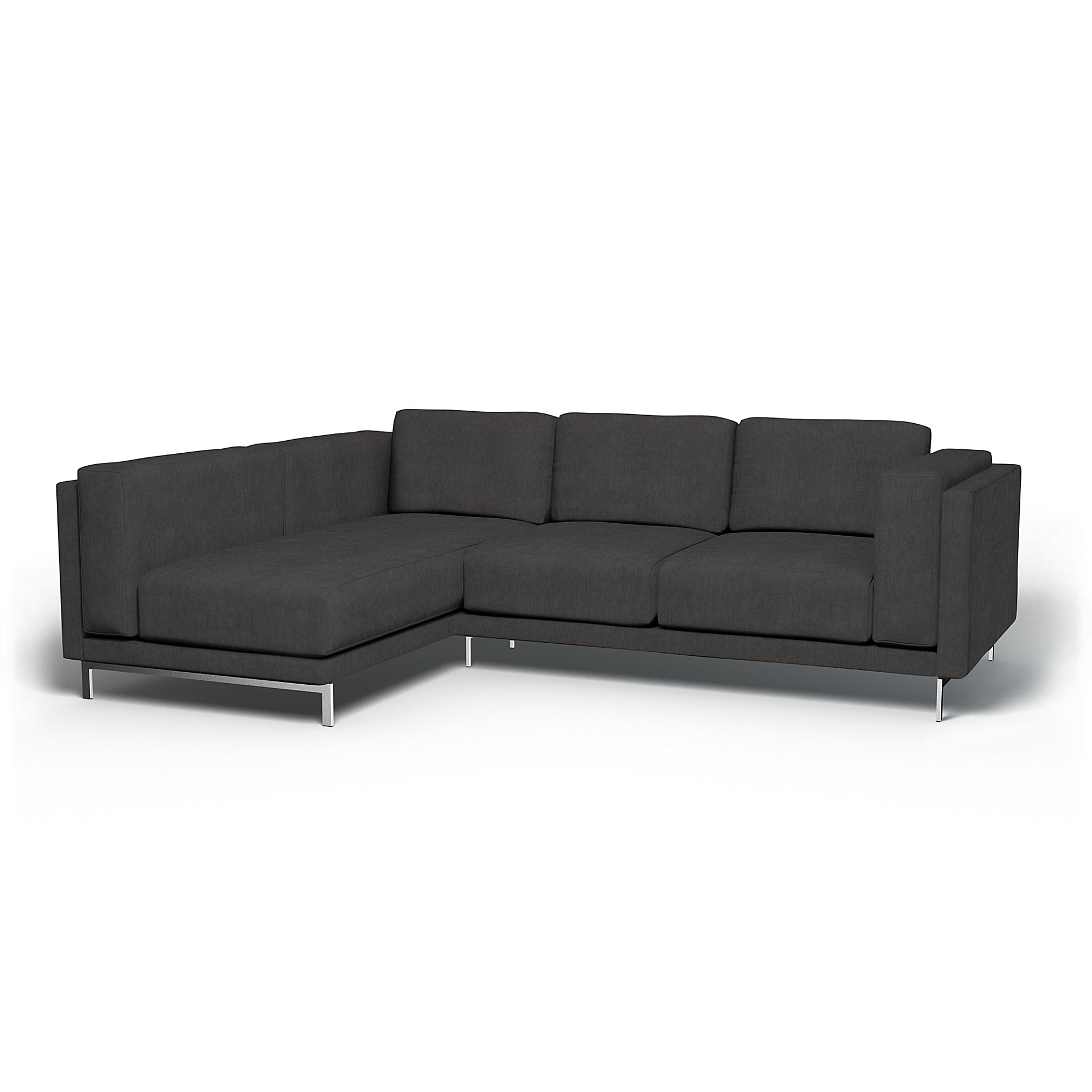 IKEA - Nockeby 3 Seater Sofa with Left Chaise Cover, Espresso, Linen - Bemz
