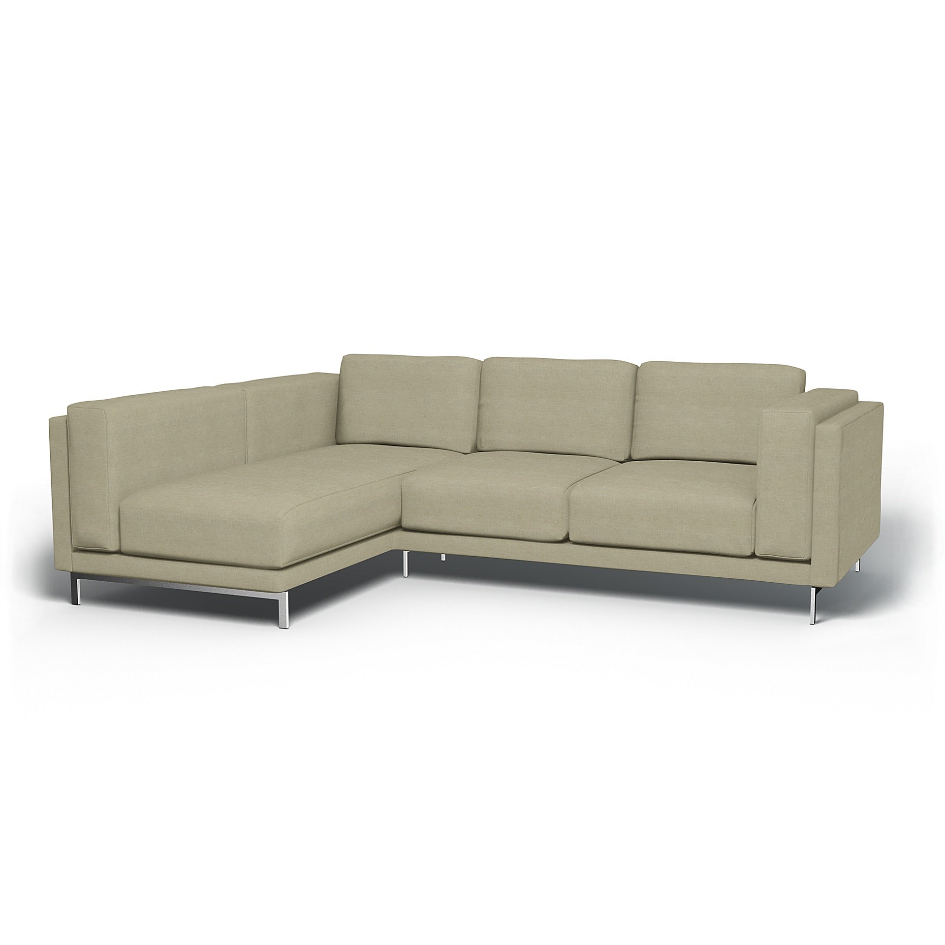 IKEA - Nockeby 3 Seater Sofa with Left Chaise Cover, Pebble, Linen - Bemz