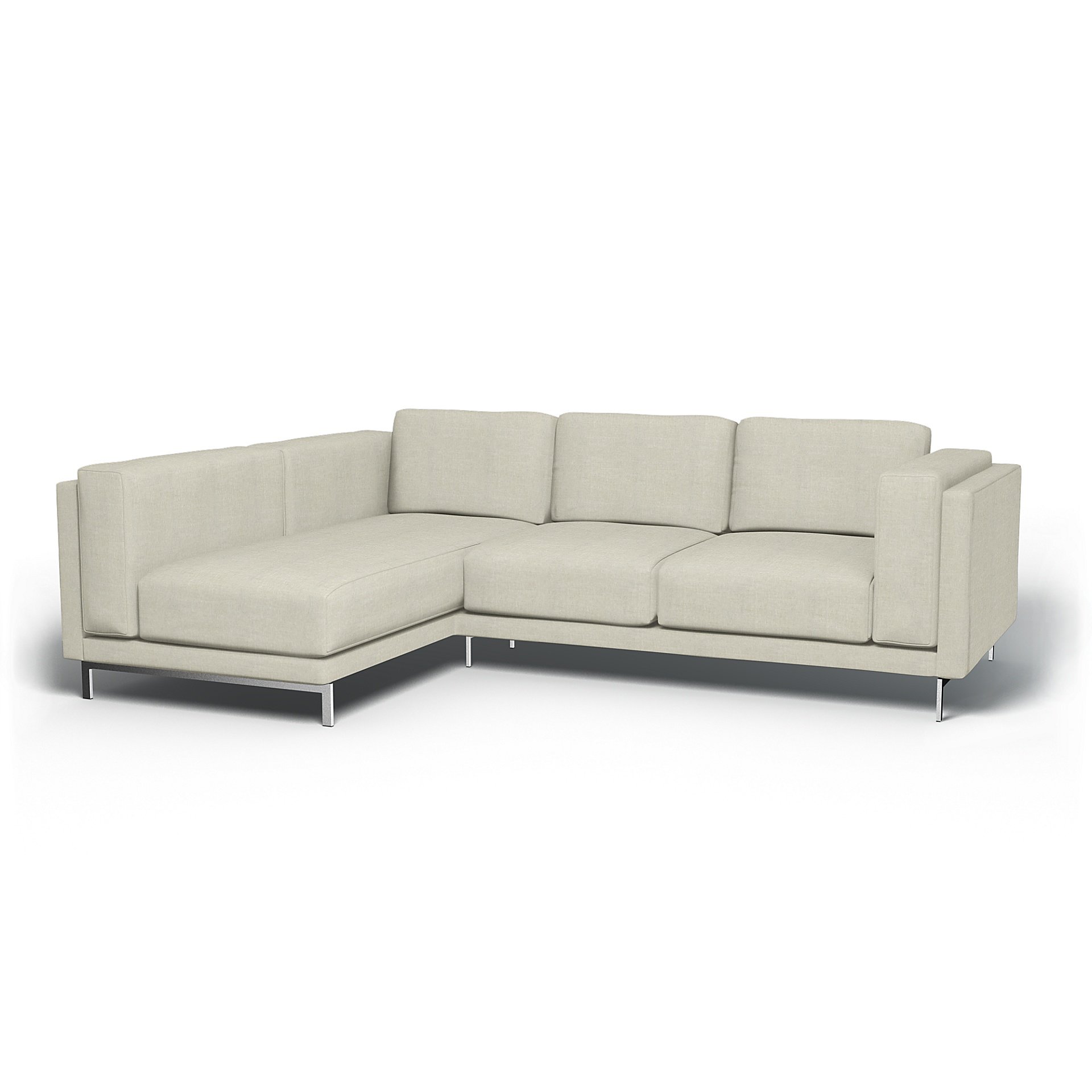 IKEA - Nockeby 3 Seater Sofa with Left Chaise Cover, Natural, Linen - Bemz