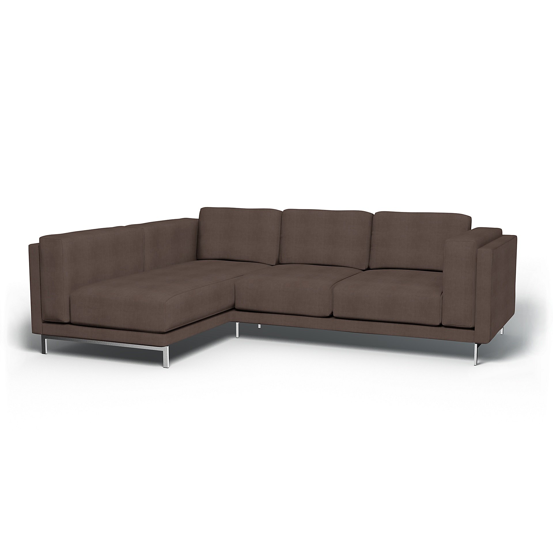 IKEA - Nockeby 3 Seater Sofa with Left Chaise Cover, Cocoa, Linen - Bemz