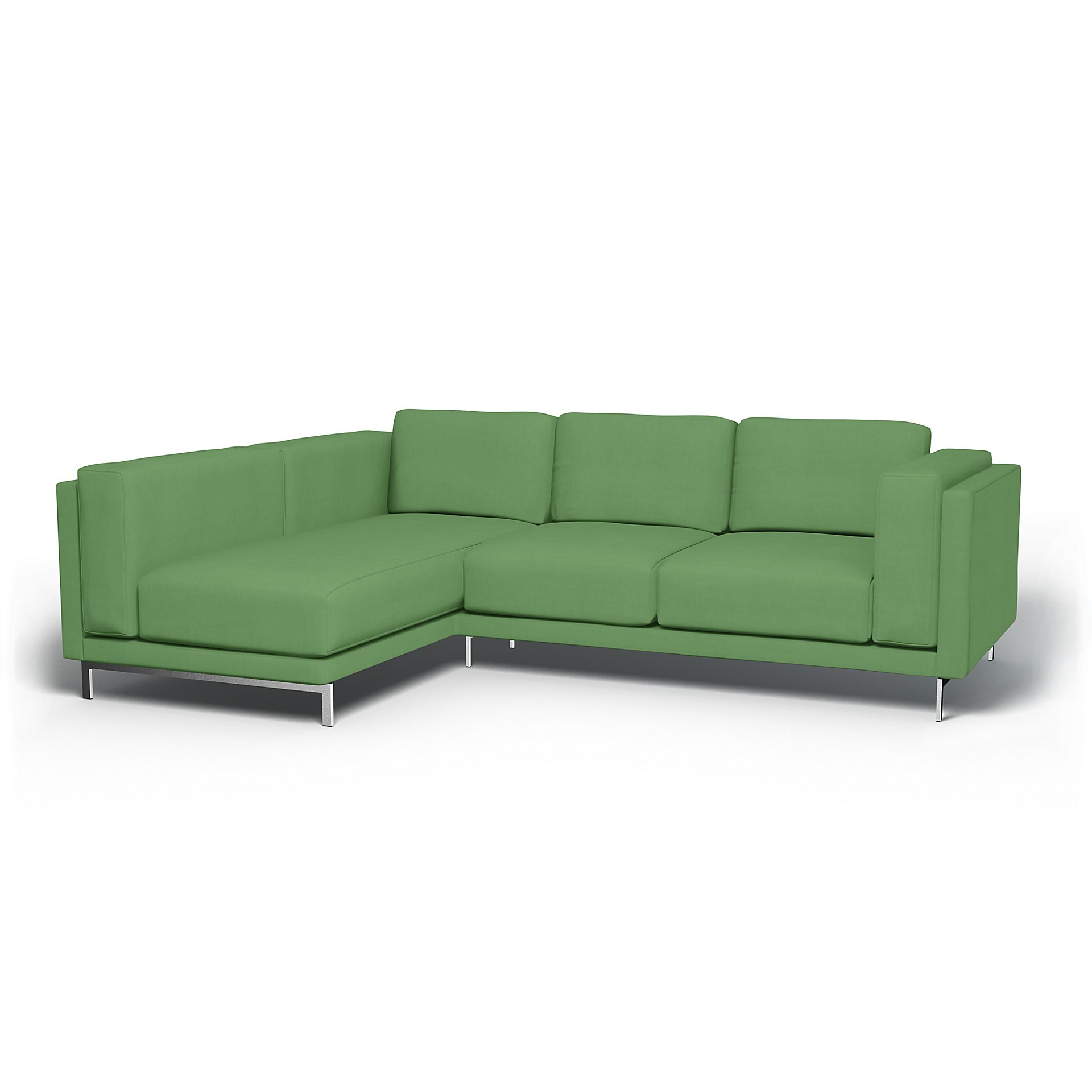 IKEA - Nockeby 3 Seater Sofa with Left Chaise Cover, Apple Green, Linen - Bemz