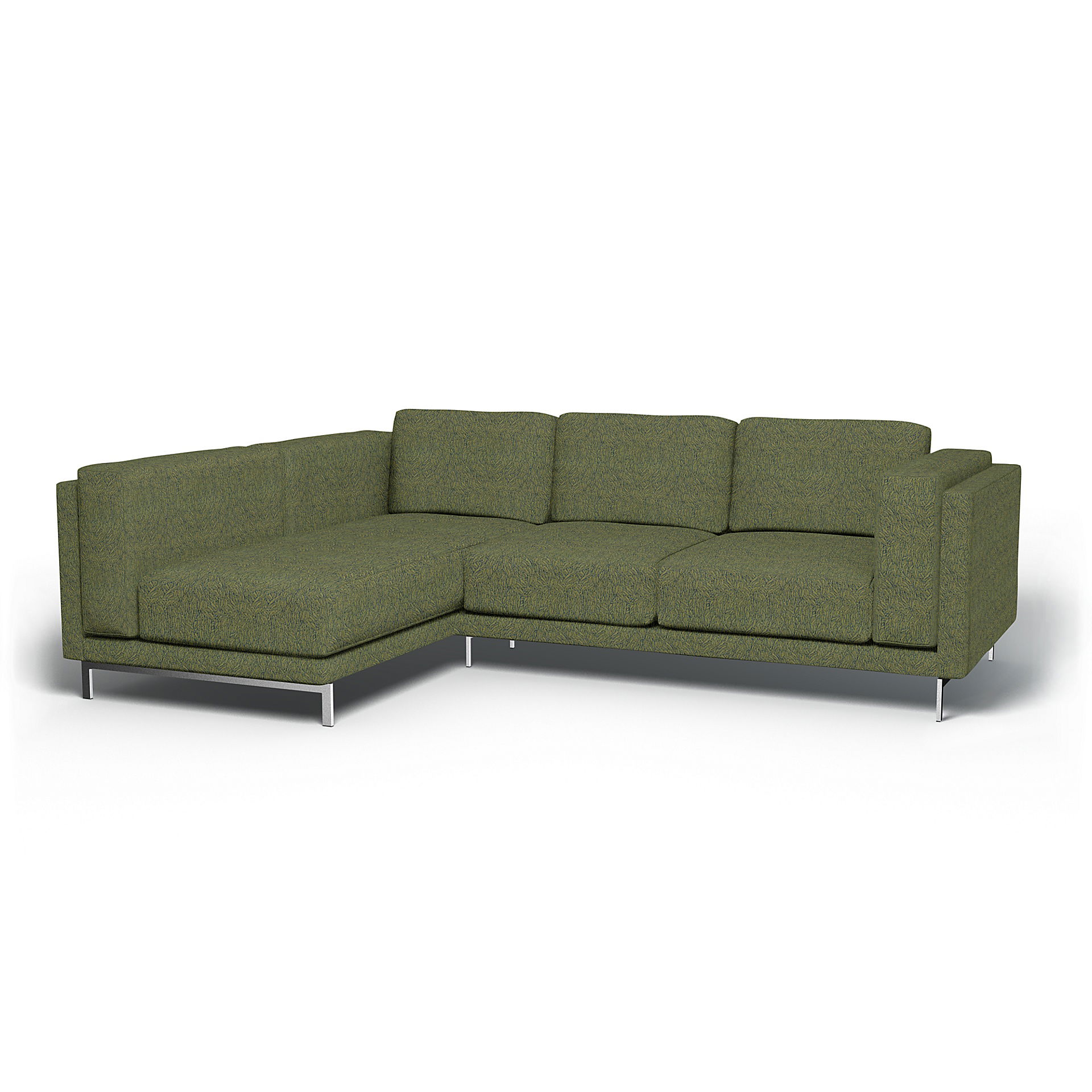 IKEA - Överdrag till Nockeby 3-sitssoffa med vänster schäslong, Green, BEMZ NATURES’ PALETTE COLLECTION - Bemz