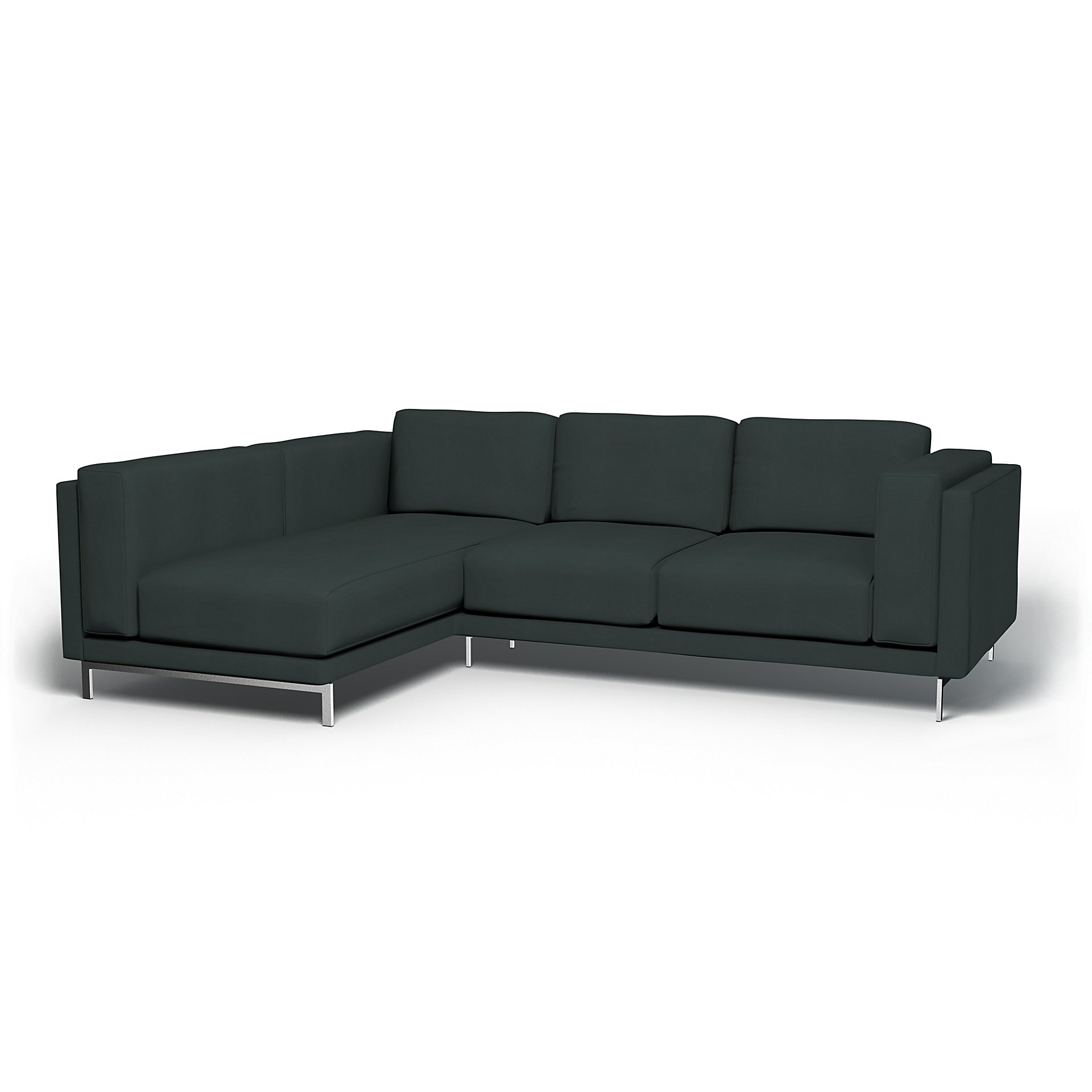 IKEA - Nockeby 3 Seater Sofa with Left Chaise Cover, Graphite Grey, Cotton - Bemz