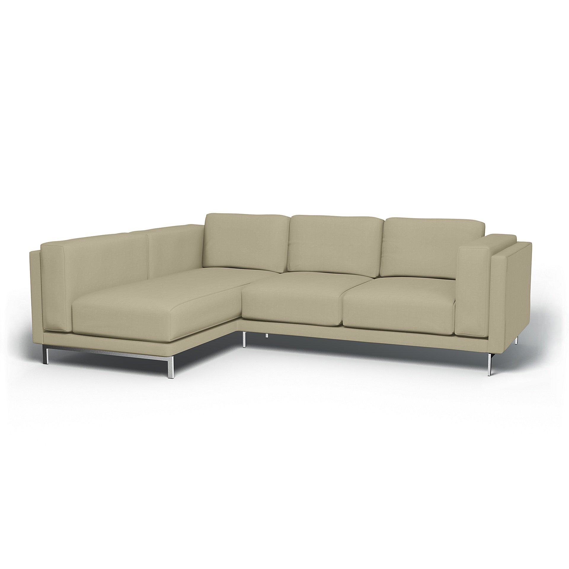 IKEA - Nockeby 3 Seater Sofa with Left Chaise Cover, Sand Beige, Cotton - Bemz