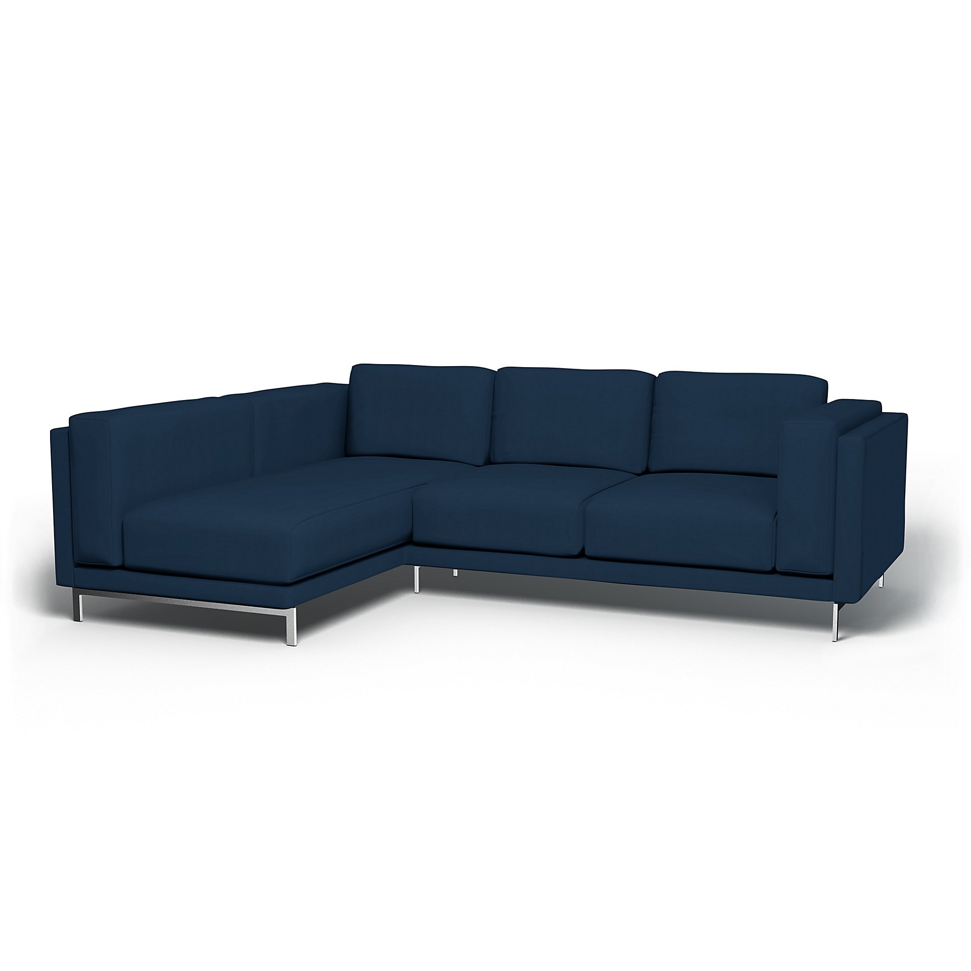 IKEA - Nockeby 3 Seater Sofa with Left Chaise Cover, Deep Navy Blue, Cotton - Bemz