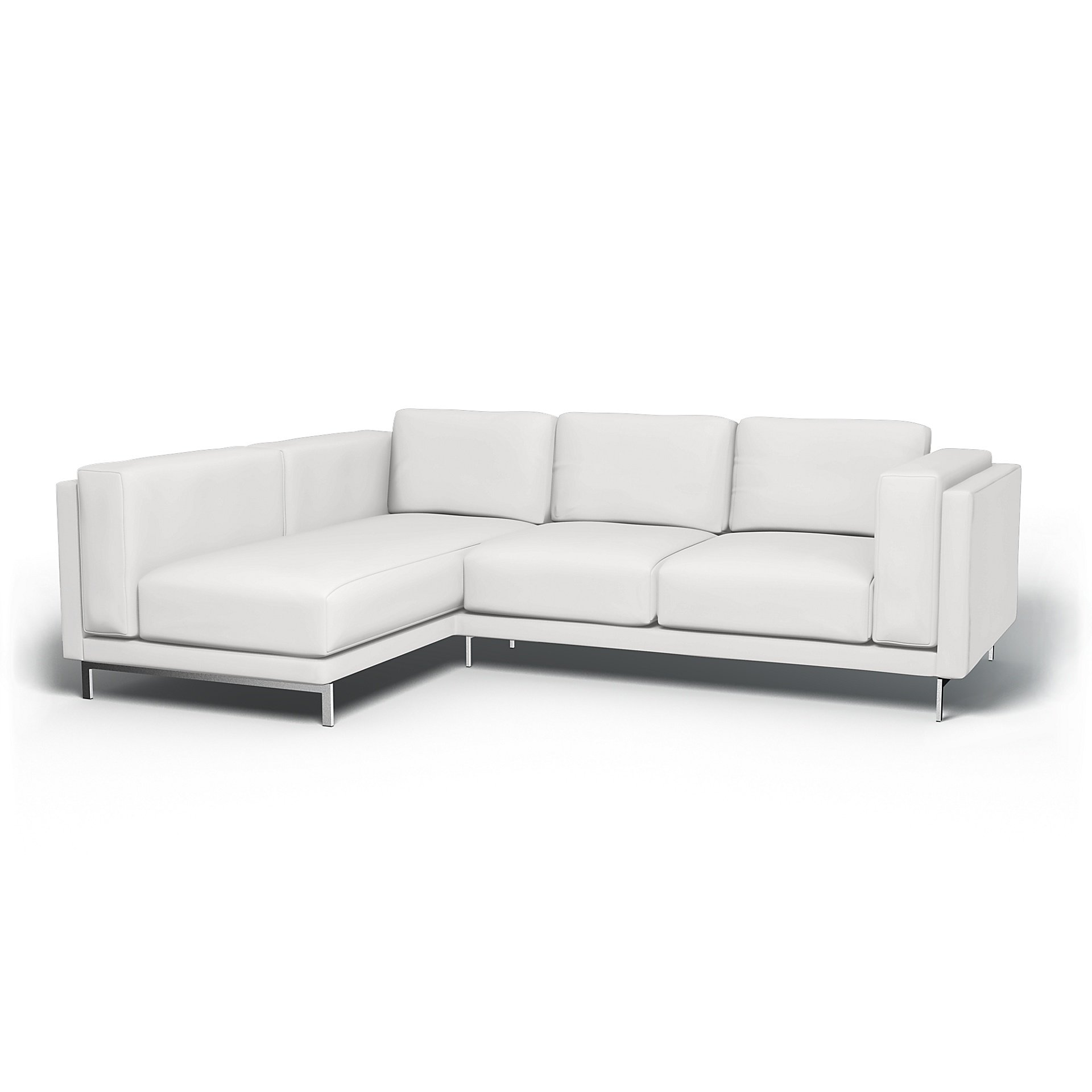 IKEA - Nockeby 3 Seater Sofa with Left Chaise Cover, Absolute White, Cotton - Bemz