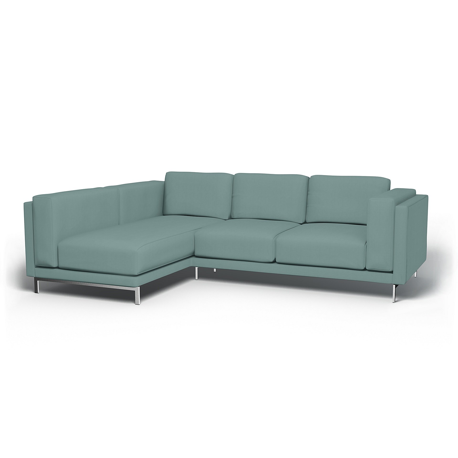 IKEA - Nockeby 3 Seater Sofa with Left Chaise Cover, Mineral Blue, Cotton - Bemz