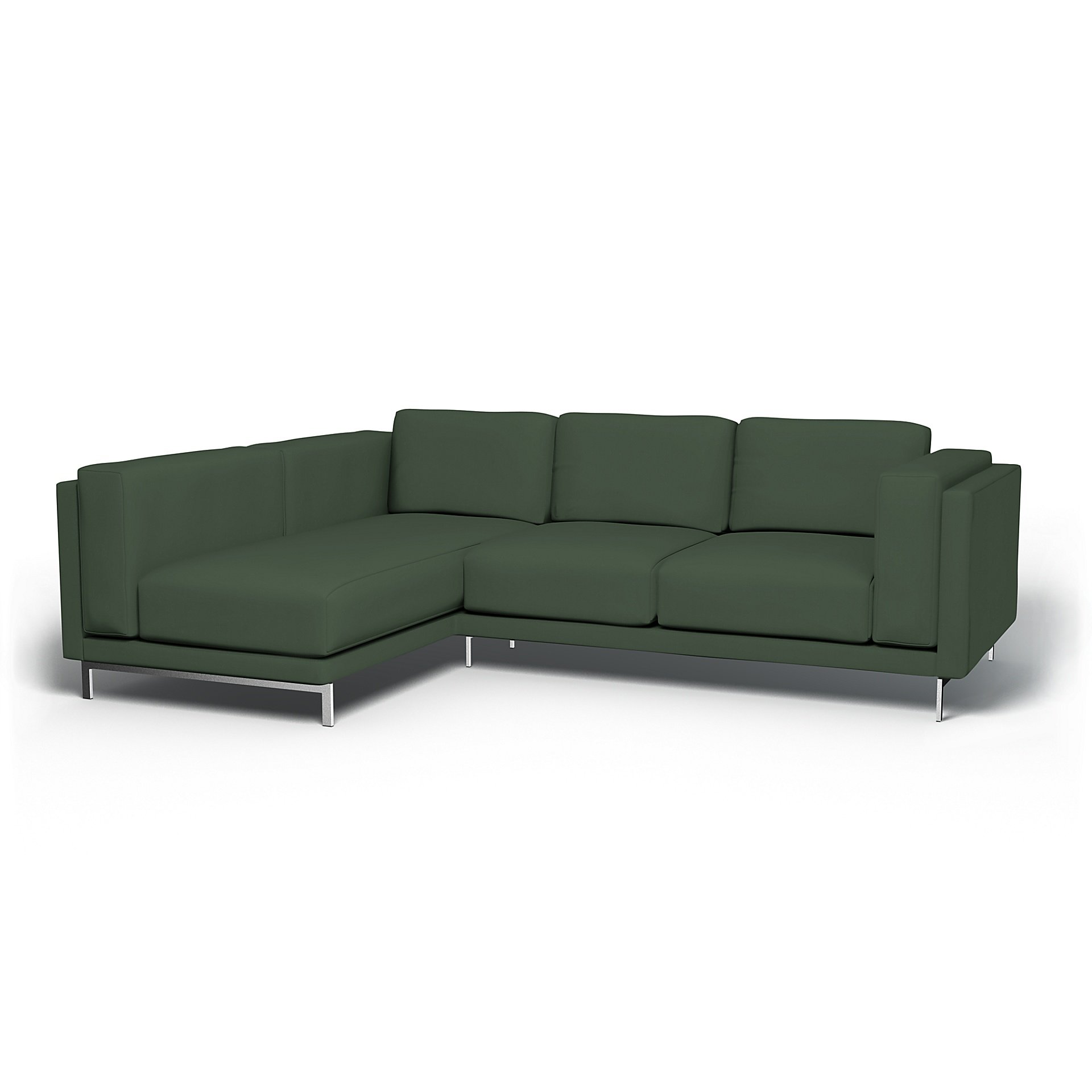 IKEA - Nockeby 3 Seater Sofa with Left Chaise Cover, Thyme, Cotton - Bemz