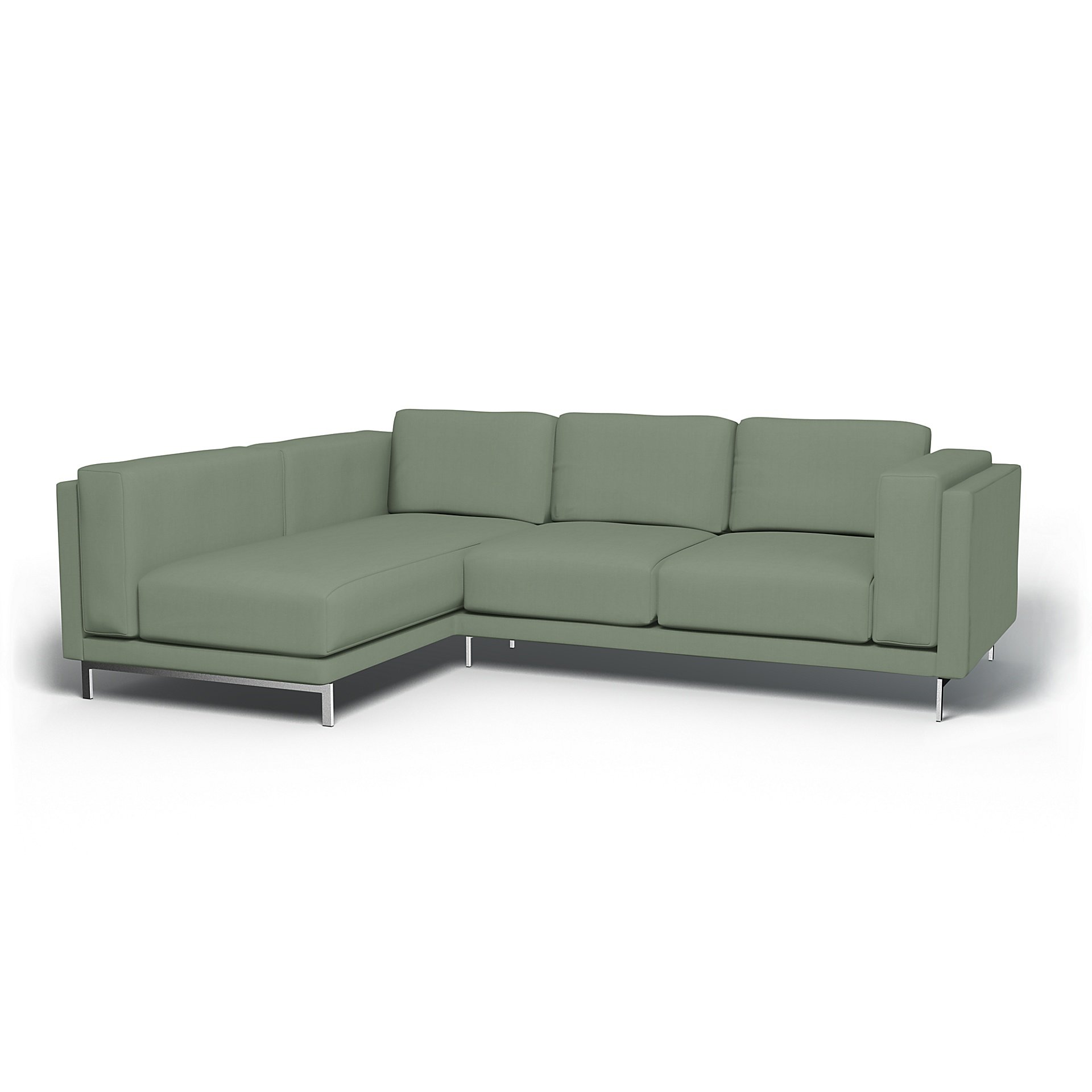 IKEA - Nockeby 3 Seater Sofa with Left Chaise Cover, Seagrass, Cotton - Bemz