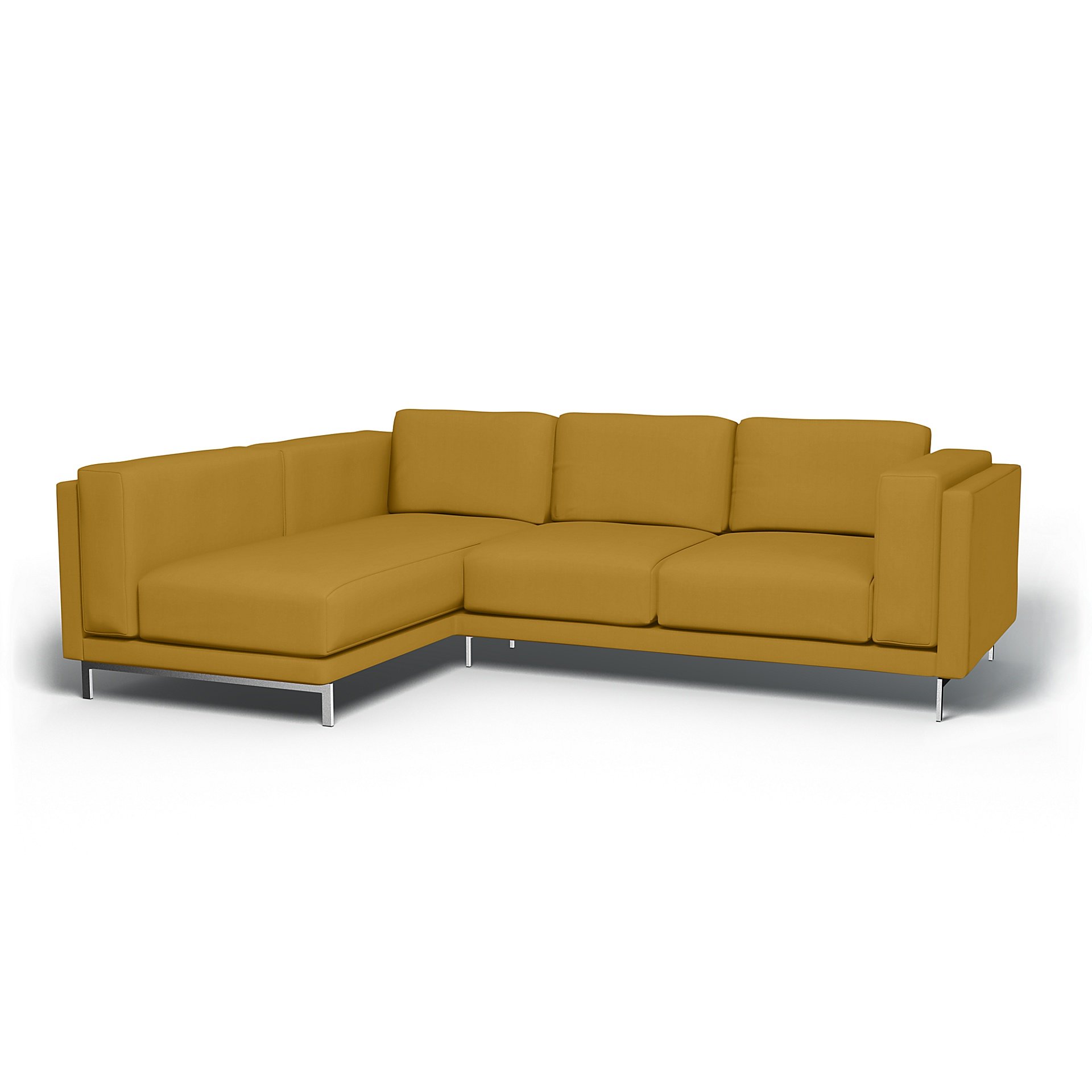 IKEA - Nockeby 3 Seater Sofa with Left Chaise Cover, Honey Mustard, Cotton - Bemz