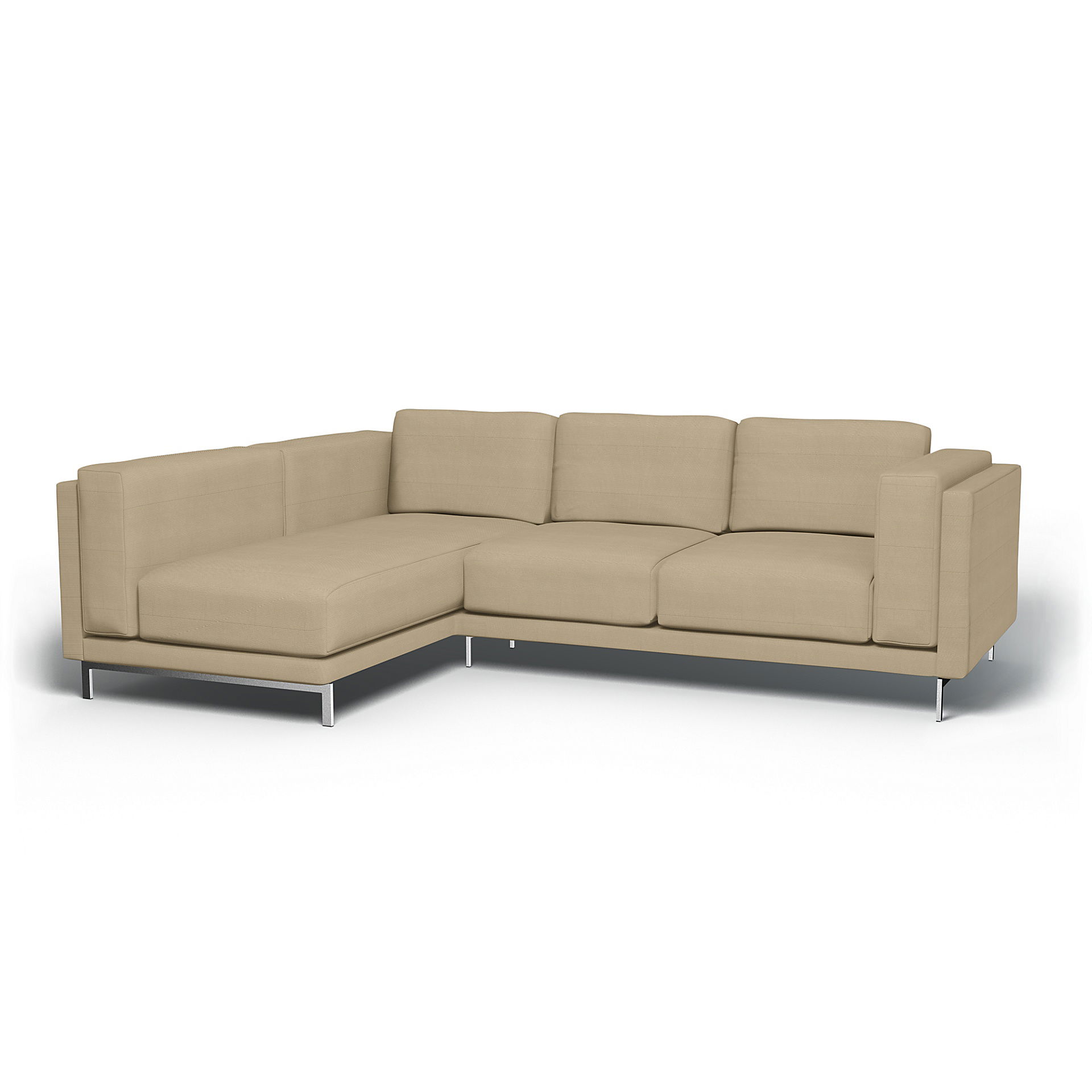 IKEA - Trekk til Nockeby 3-seters sofa med venstre sjeselong, Oyster Grey, Kordfløyel - Bemz