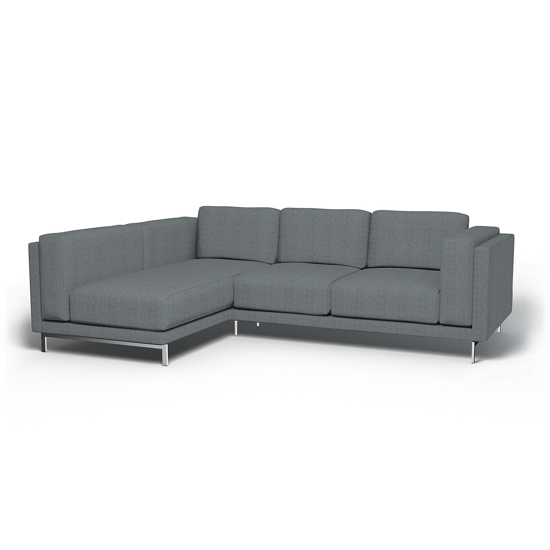 IKEA - Nockeby 3 Seater Sofa with Left Chaise Cover, Denim, Cotton - Bemz