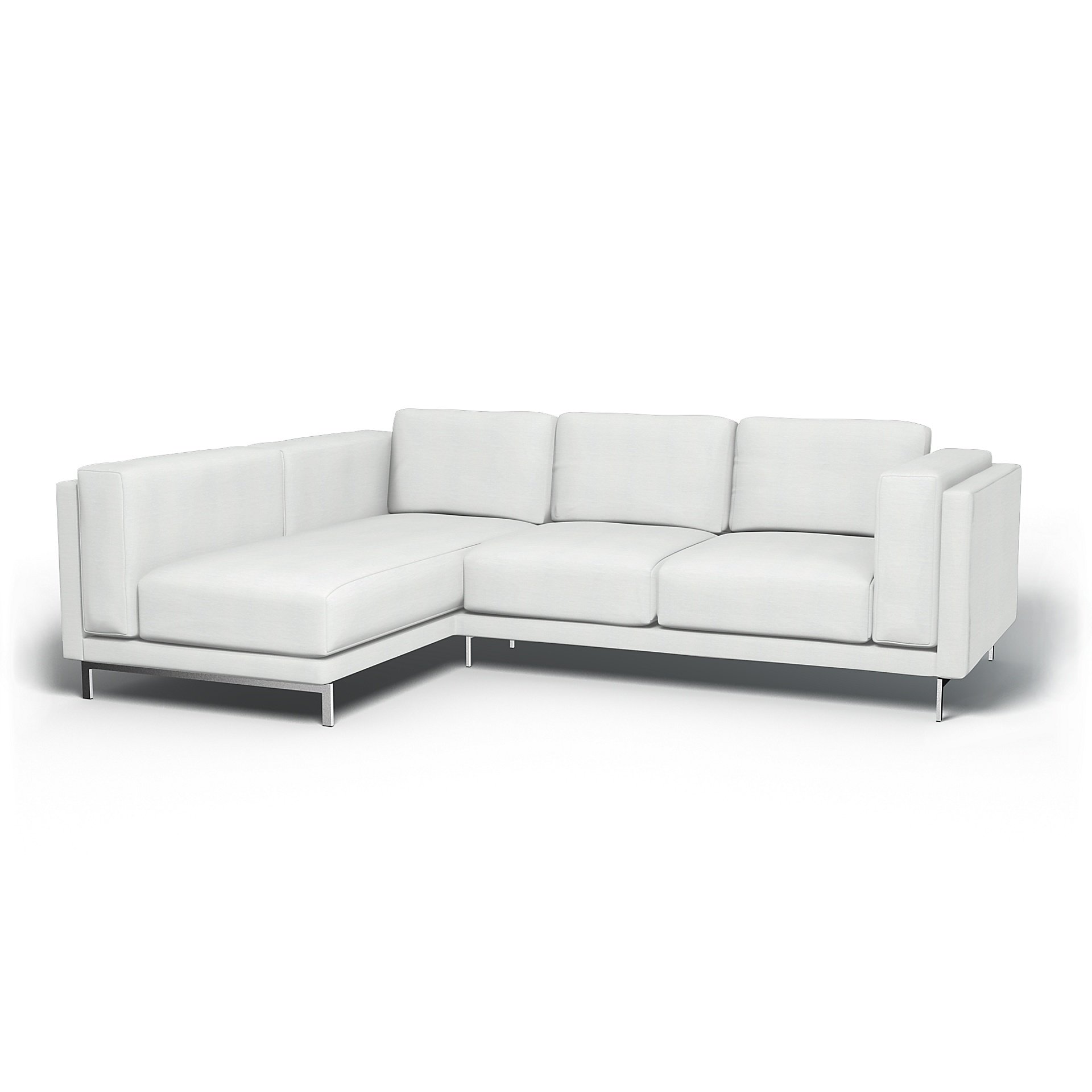 IKEA - Nockeby 3 Seater Sofa with Left Chaise Cover, White, Linen - Bemz