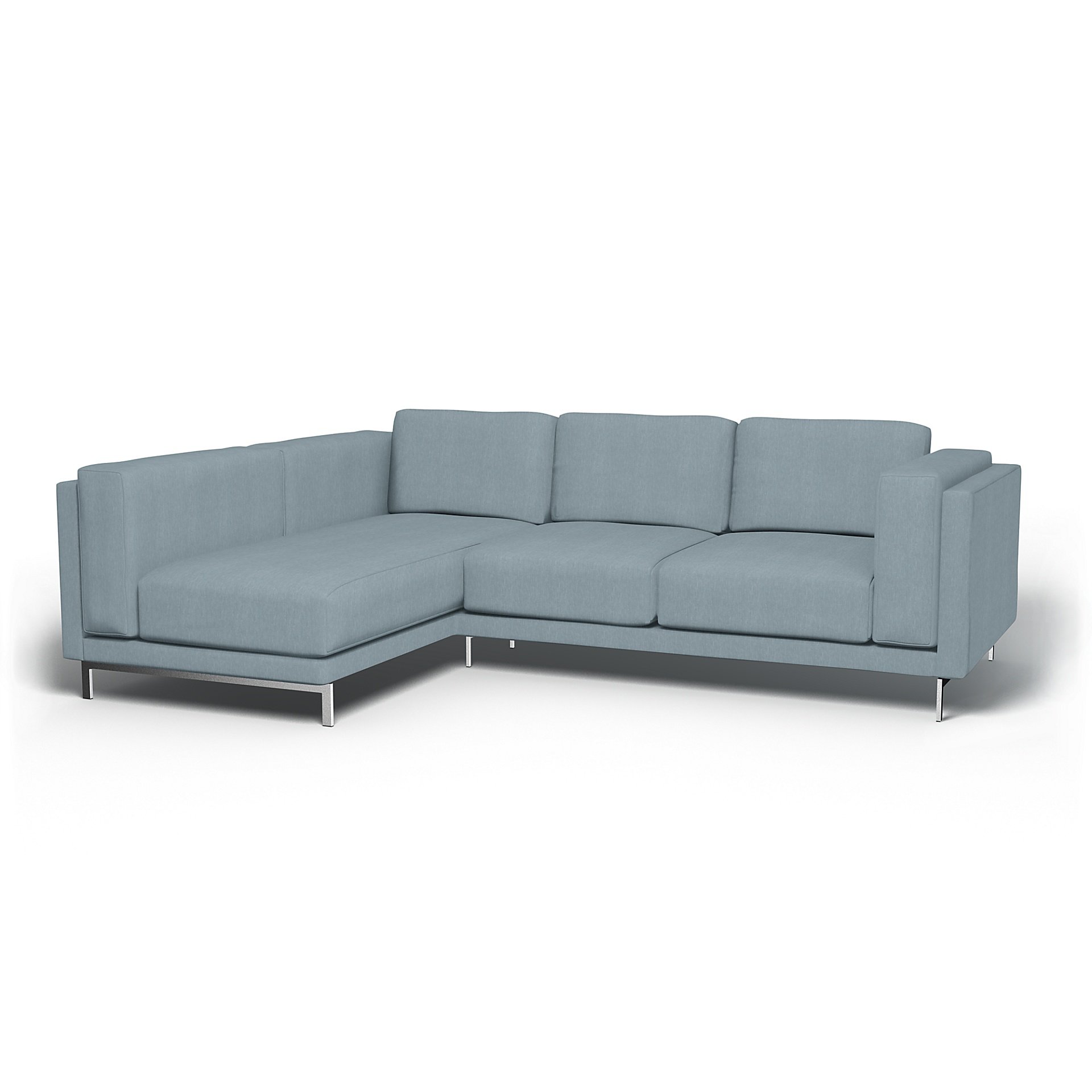 IKEA - Nockeby 3 Seater Sofa with Left Chaise Cover, Dusty Blue, Linen - Bemz