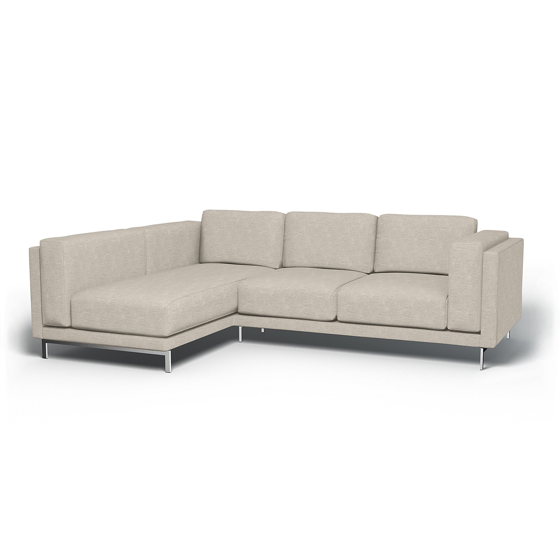 IKEA - Nockeby 3 Seater Sofa with Left Chaise Cover, Natural White, Velvet - Bemz