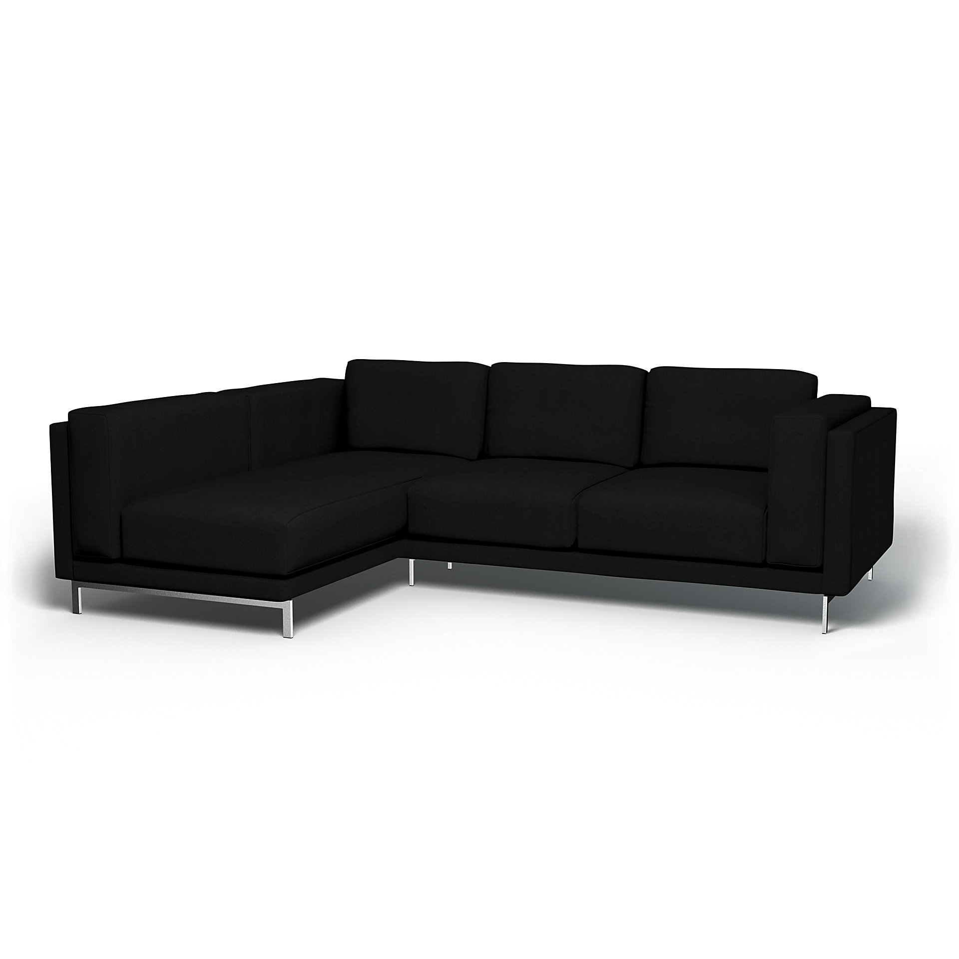 IKEA - Nockeby 3 Seater Sofa with Left Chaise Cover, Black, Velvet - Bemz