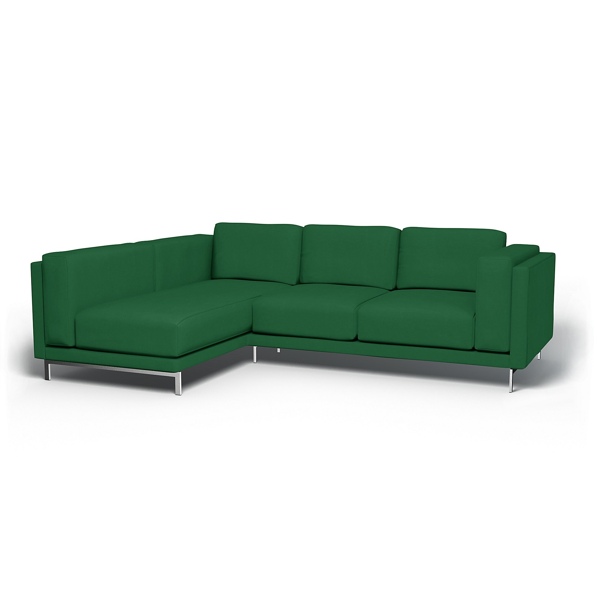 IKEA - Nockeby 3 Seater Sofa with Left Chaise Cover, Abundant Green, Velvet - Bemz