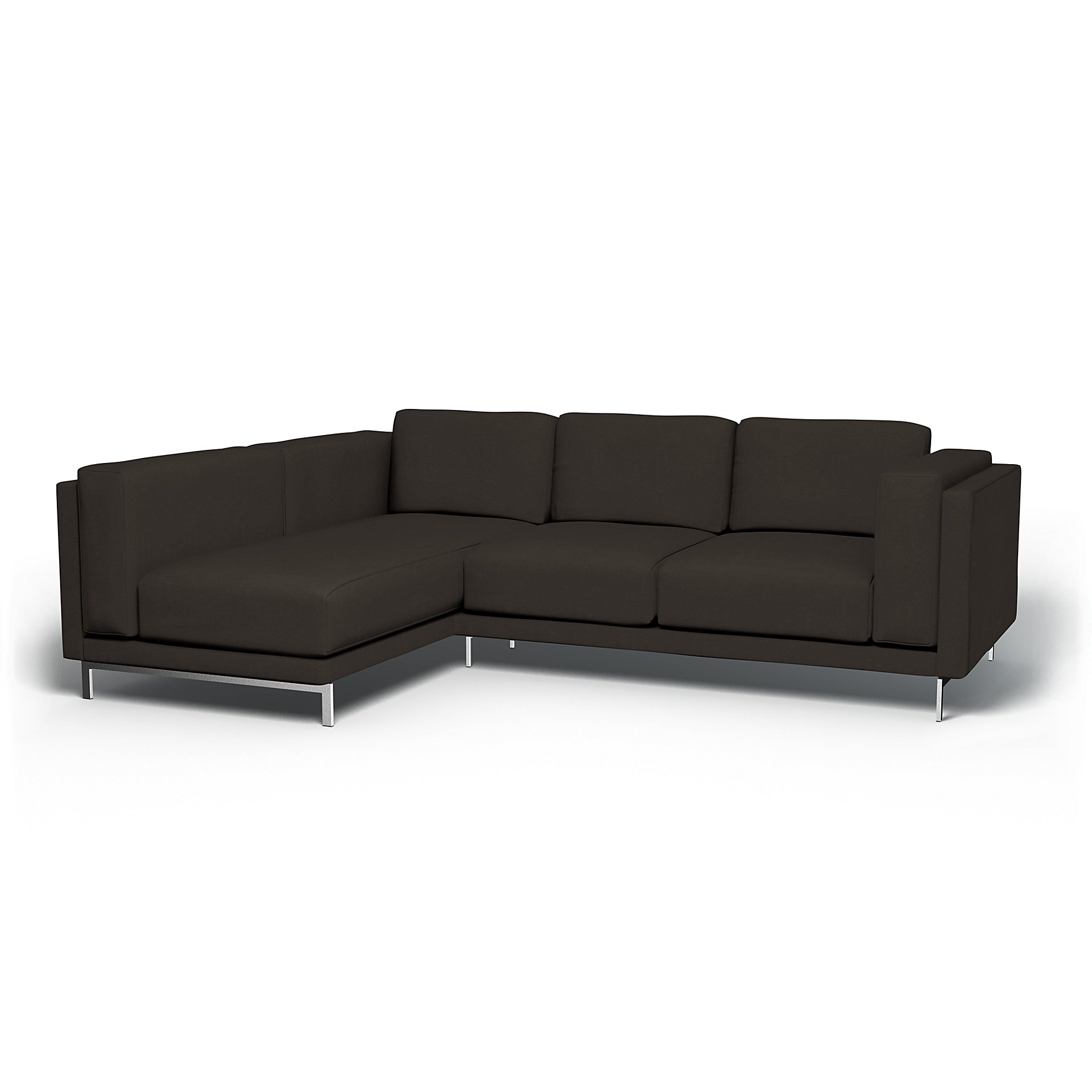 IKEA - Nockeby 3 Seater Sofa with Left Chaise Cover, Licorice, Velvet - Bemz