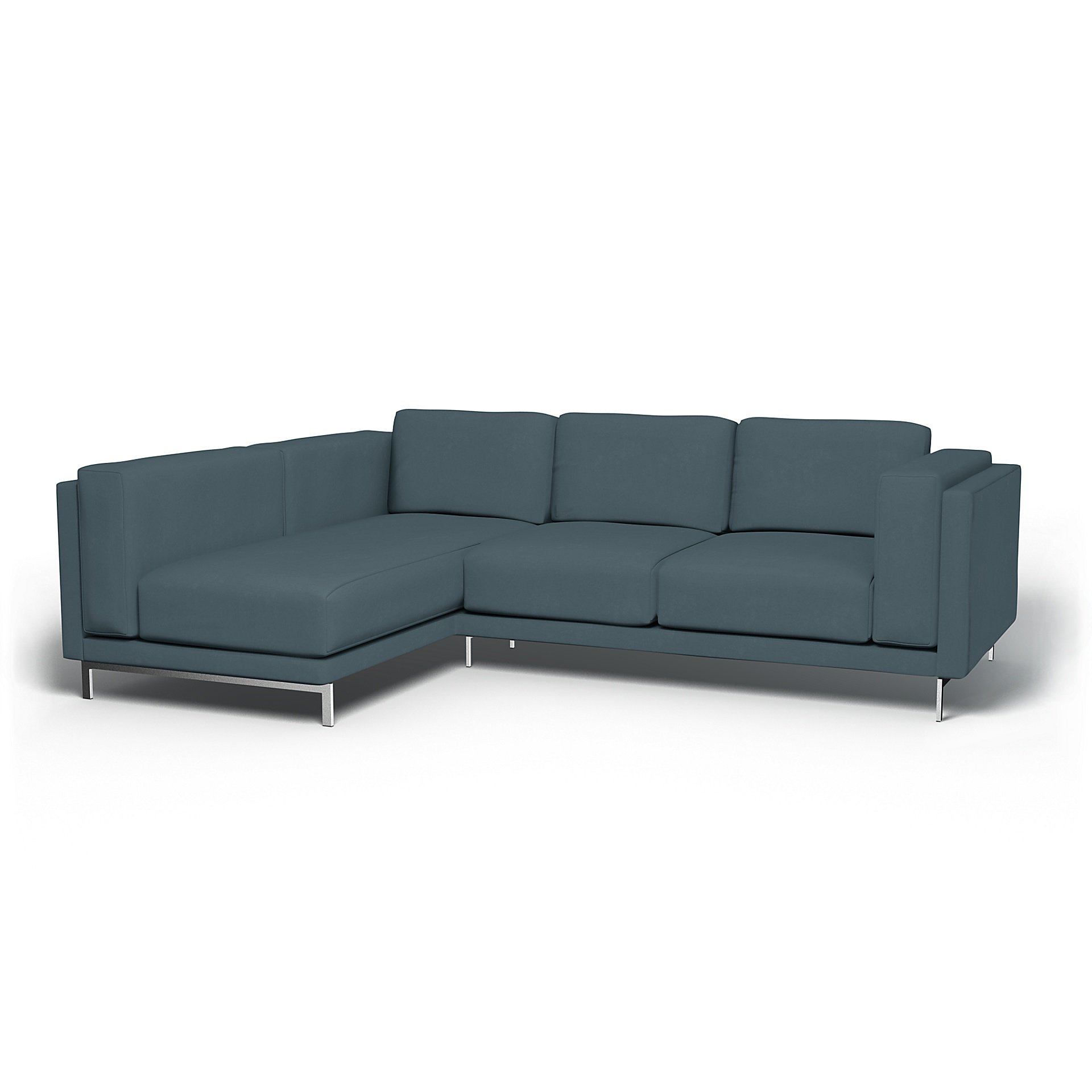 IKEA - Nockeby 3 Seater Sofa with Left Chaise Cover, Duck Egg, Velvet - Bemz