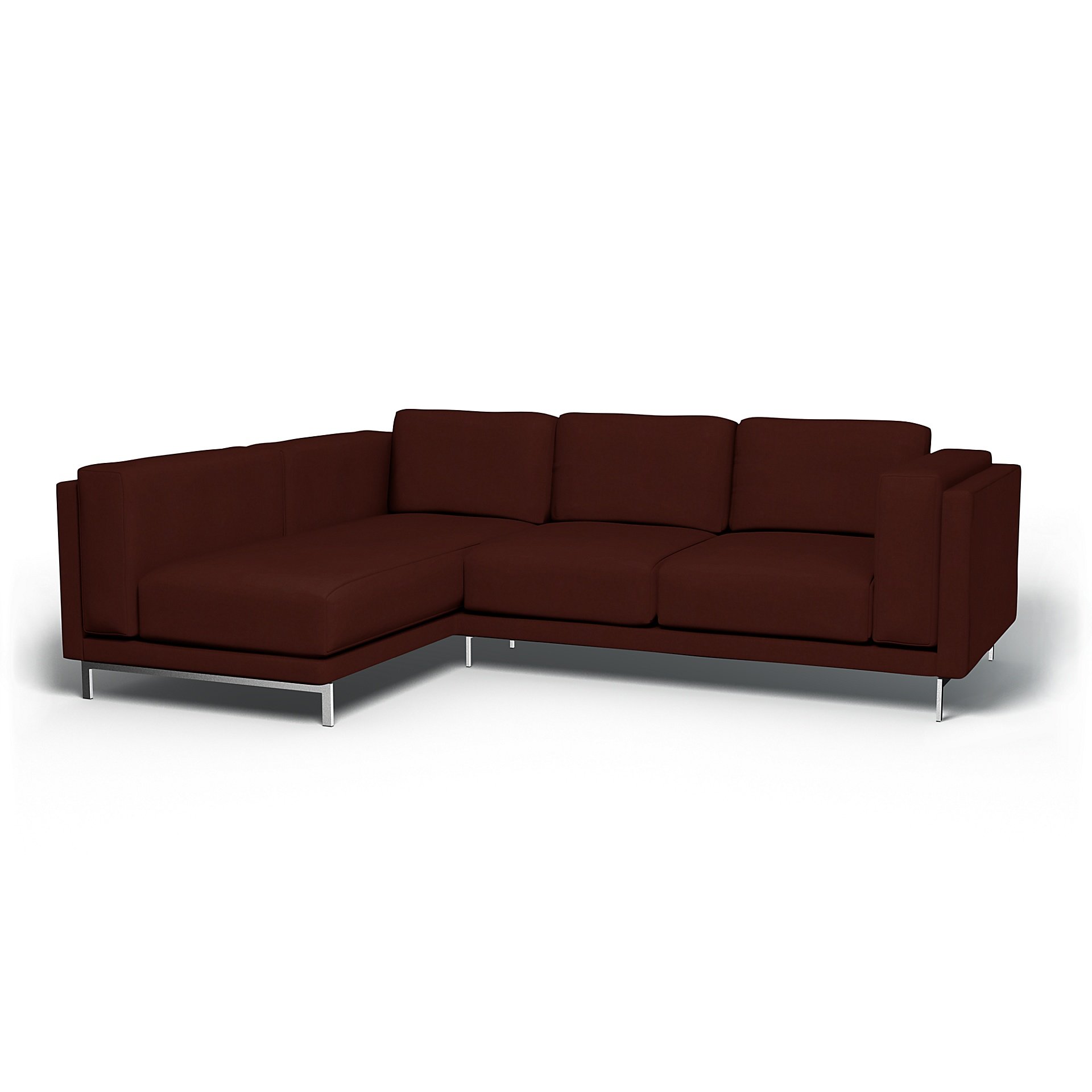 IKEA - Nockeby 3 Seater Sofa with Left Chaise Cover, Ground Coffee, Velvet - Bemz