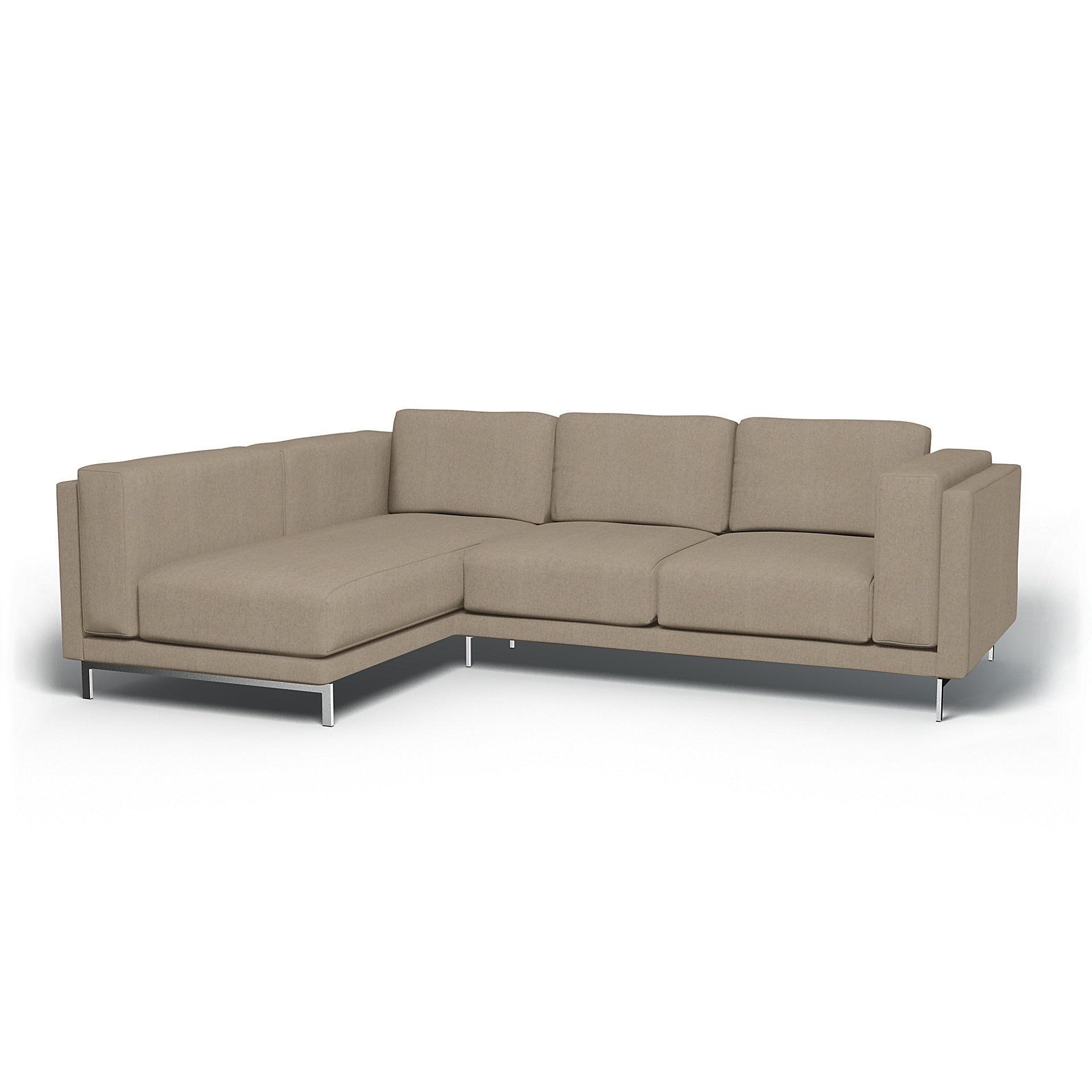 IKEA - Nockeby 3 Seater Sofa with Left Chaise Cover, Birch, Wool - Bemz