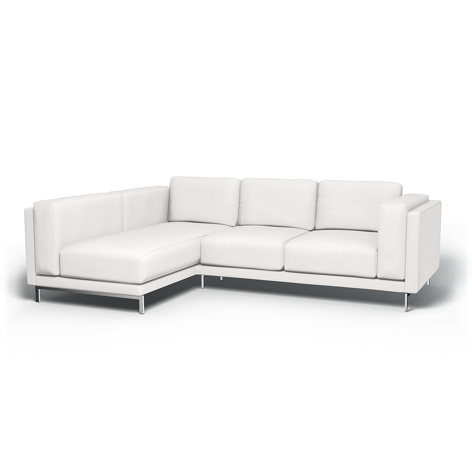 IKEA - Nockeby 3 Seater Sofa with Left Chaise Cover, Soft White, Linen - Bemz