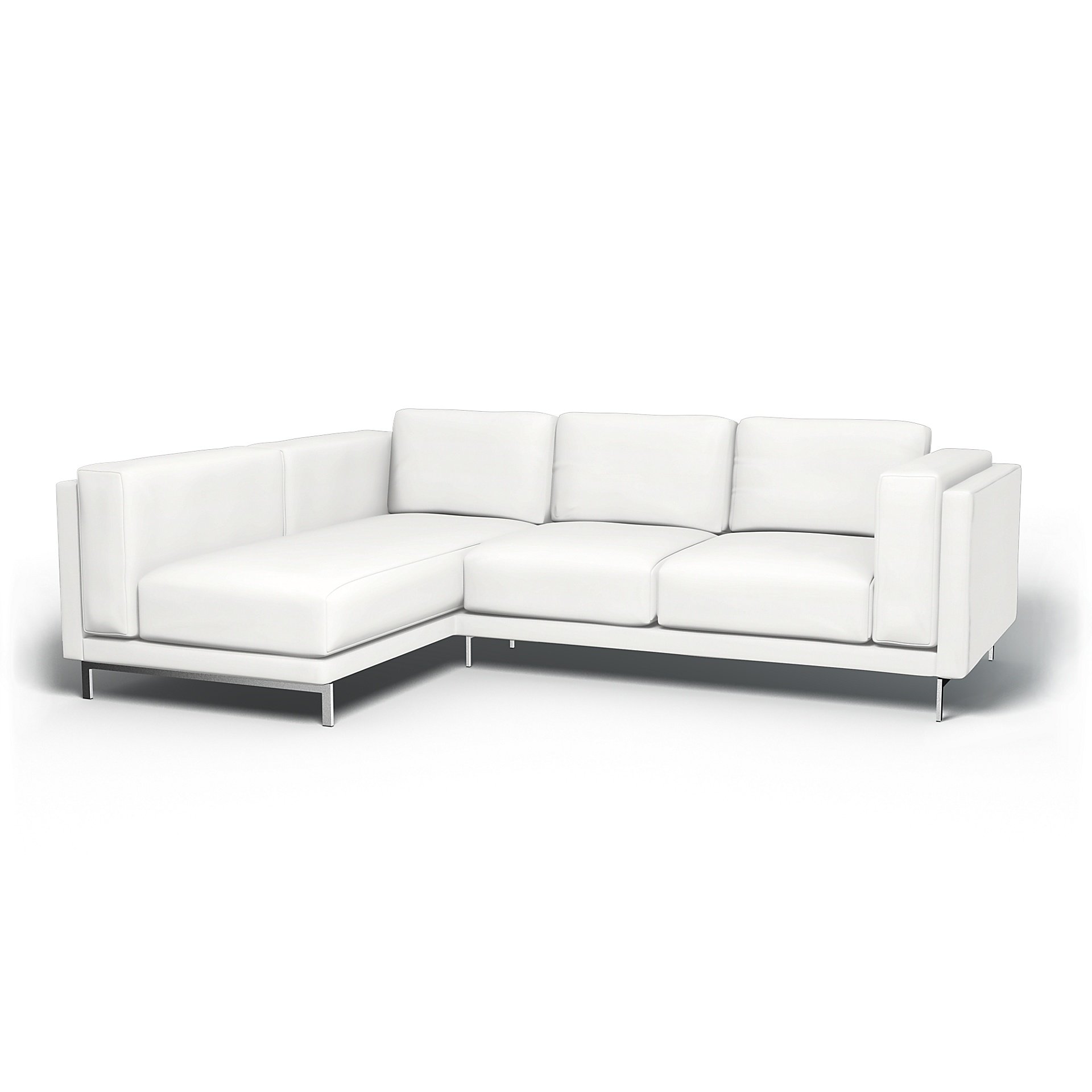 IKEA - Nockeby 3 Seater Sofa with Left Chaise Cover, Absolute White, Linen - Bemz