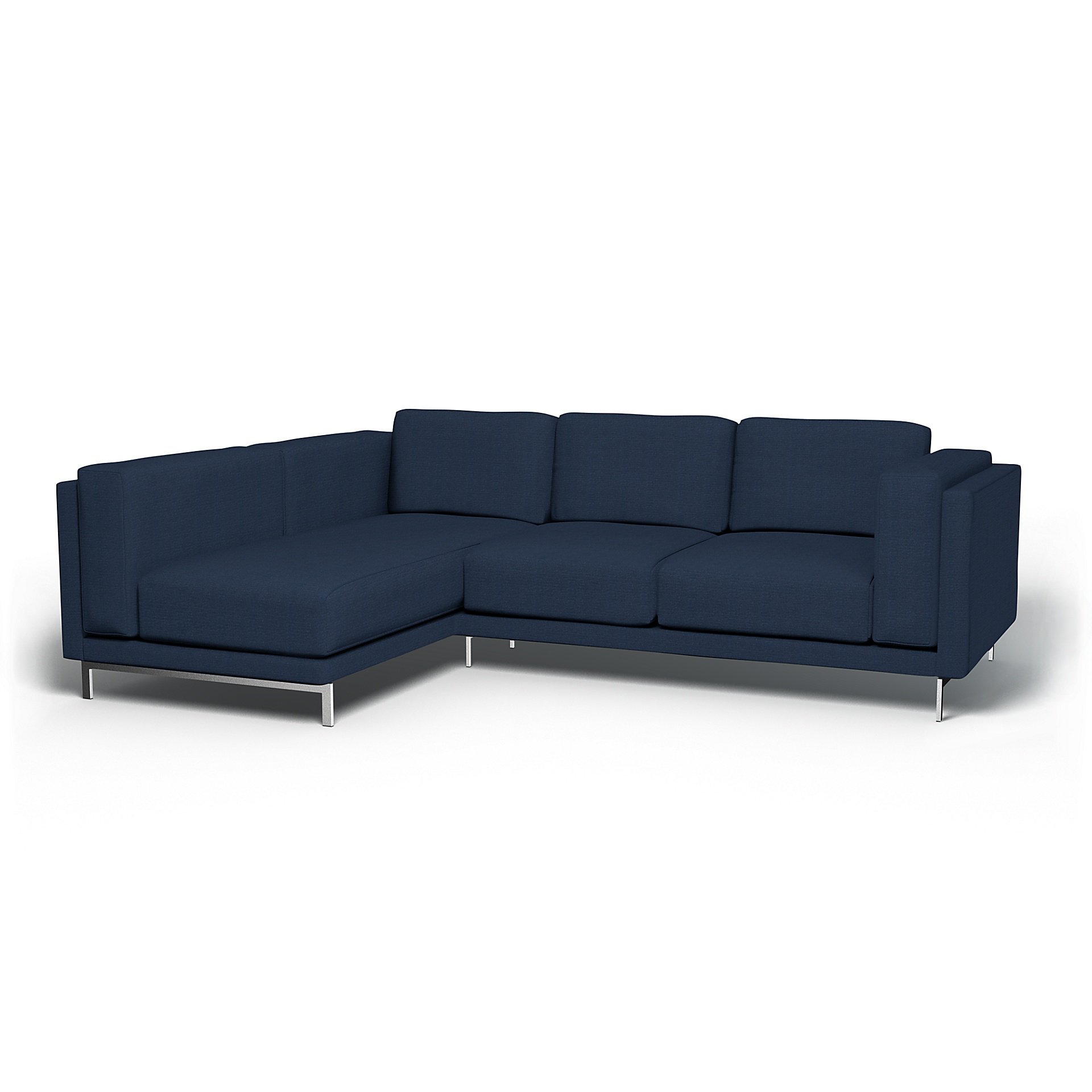 IKEA - Nockeby 3 Seater Sofa with Left Chaise Cover, Navy Blue, Linen - Bemz