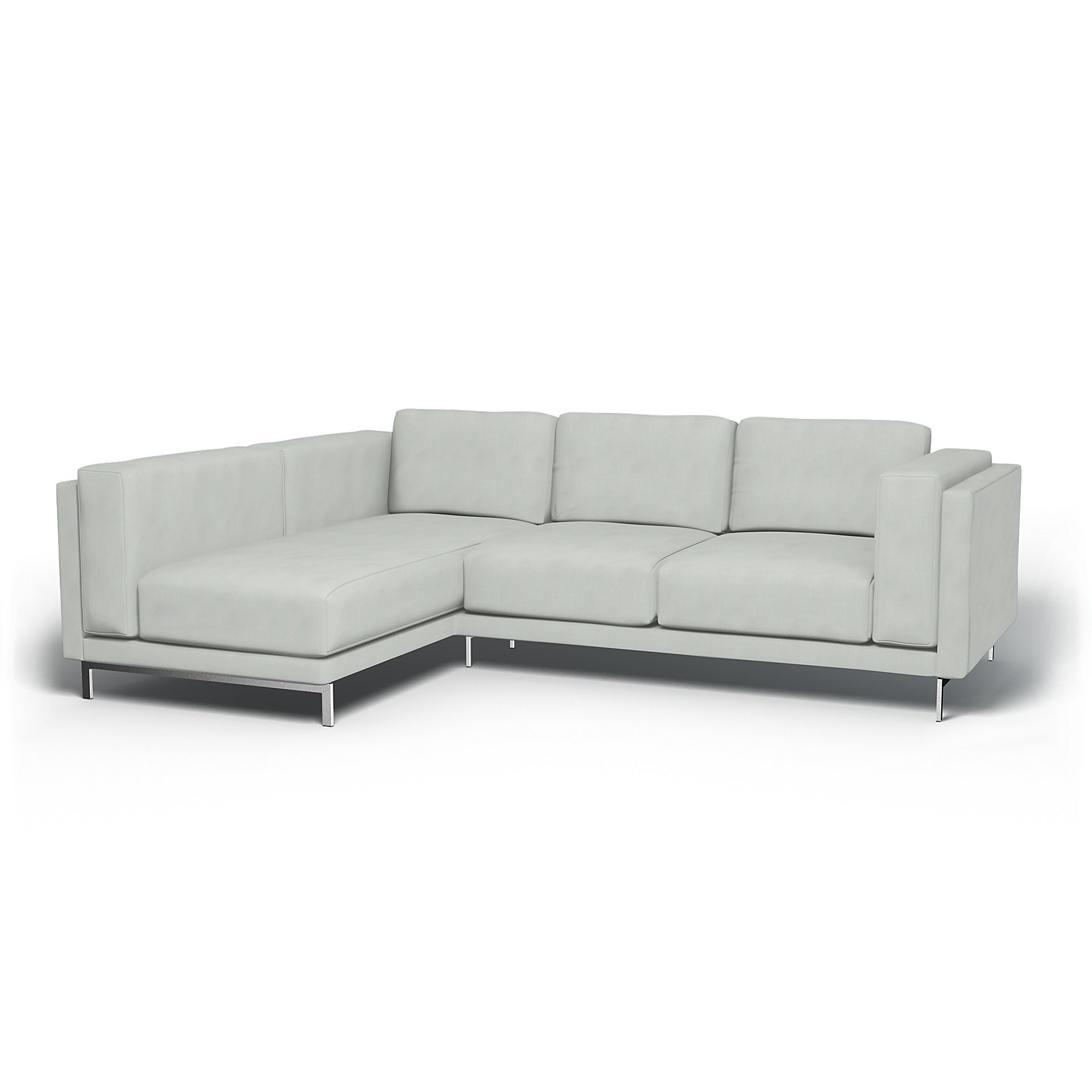 IKEA - Nockeby 3 Seater Sofa with Left Chaise Cover, Silver Grey, Linen - Bemz