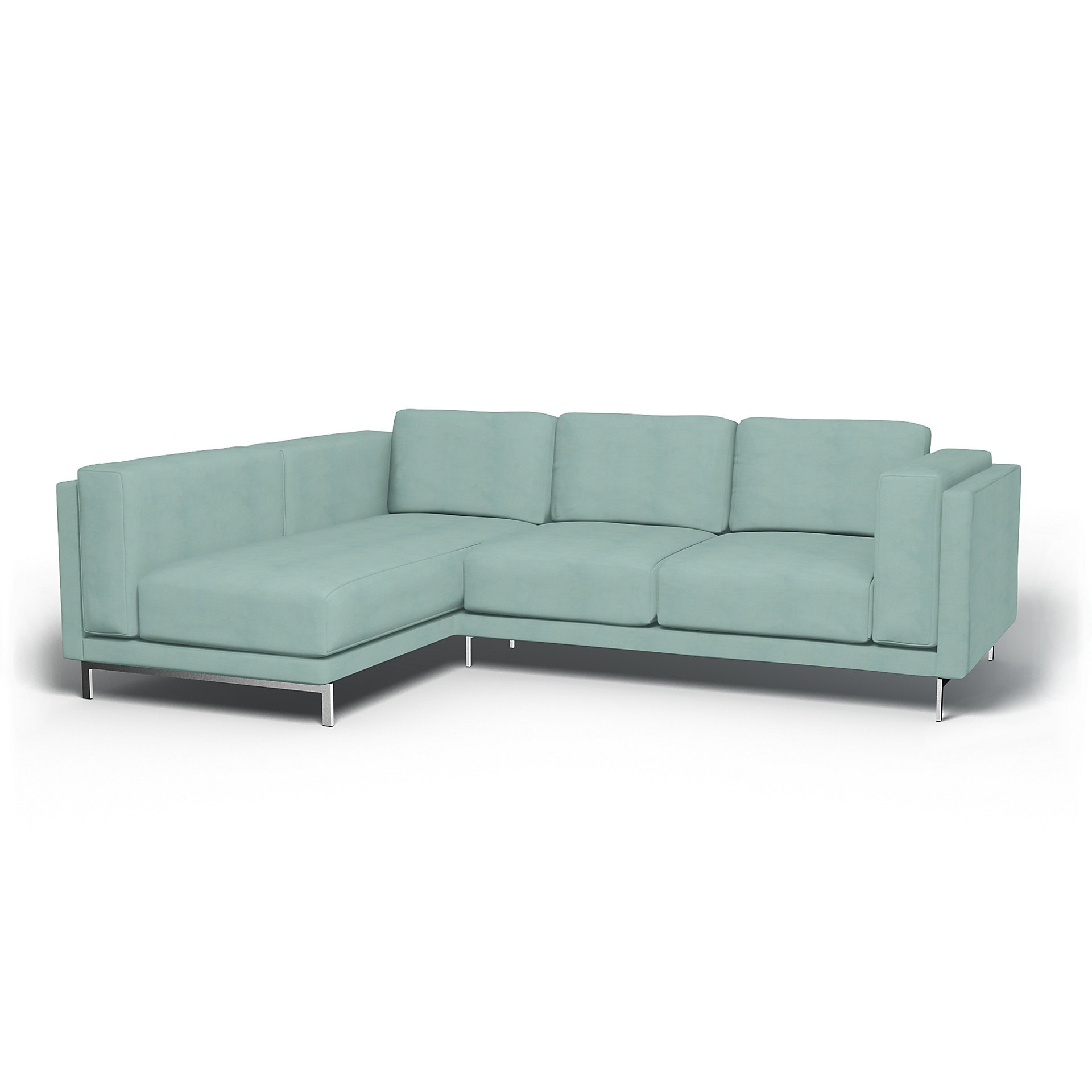 IKEA - Nockeby 3 Seater Sofa with Left Chaise Cover, Mineral Blue, Linen - Bemz