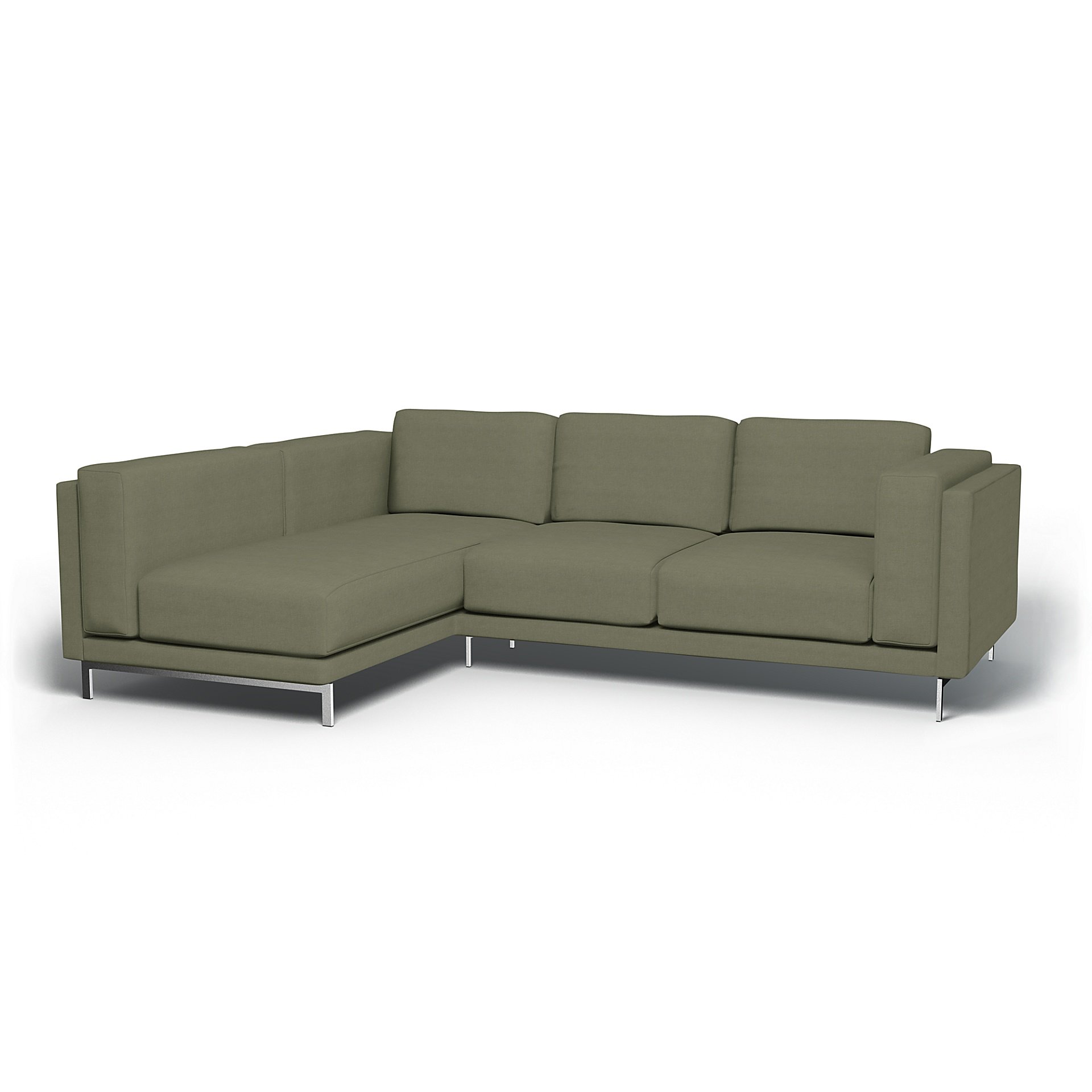 IKEA - Nockeby 3 Seater Sofa with Left Chaise Cover, Sage, Linen - Bemz