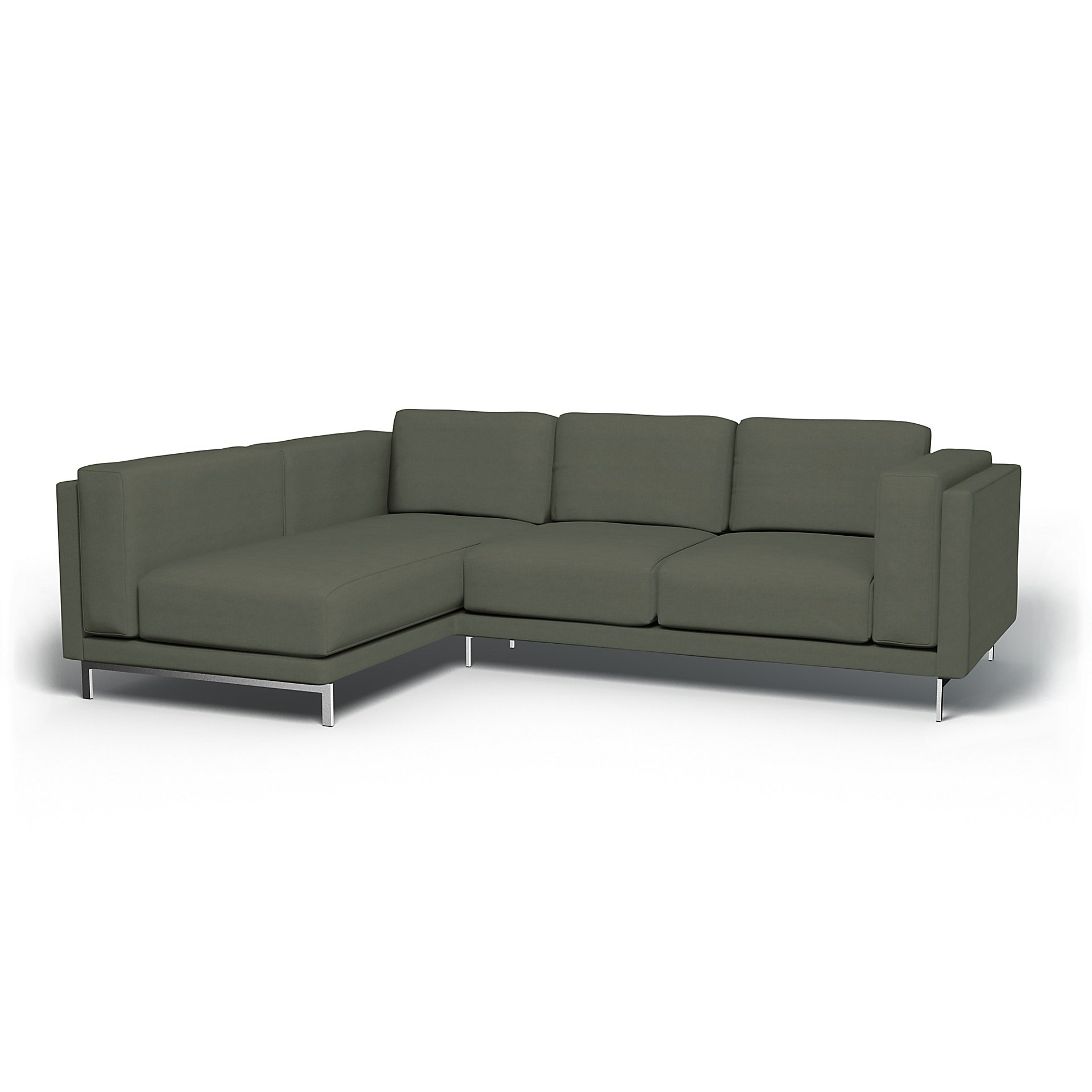IKEA - Nockeby 3 Seater Sofa with Left Chaise Cover, Rosemary, Linen - Bemz