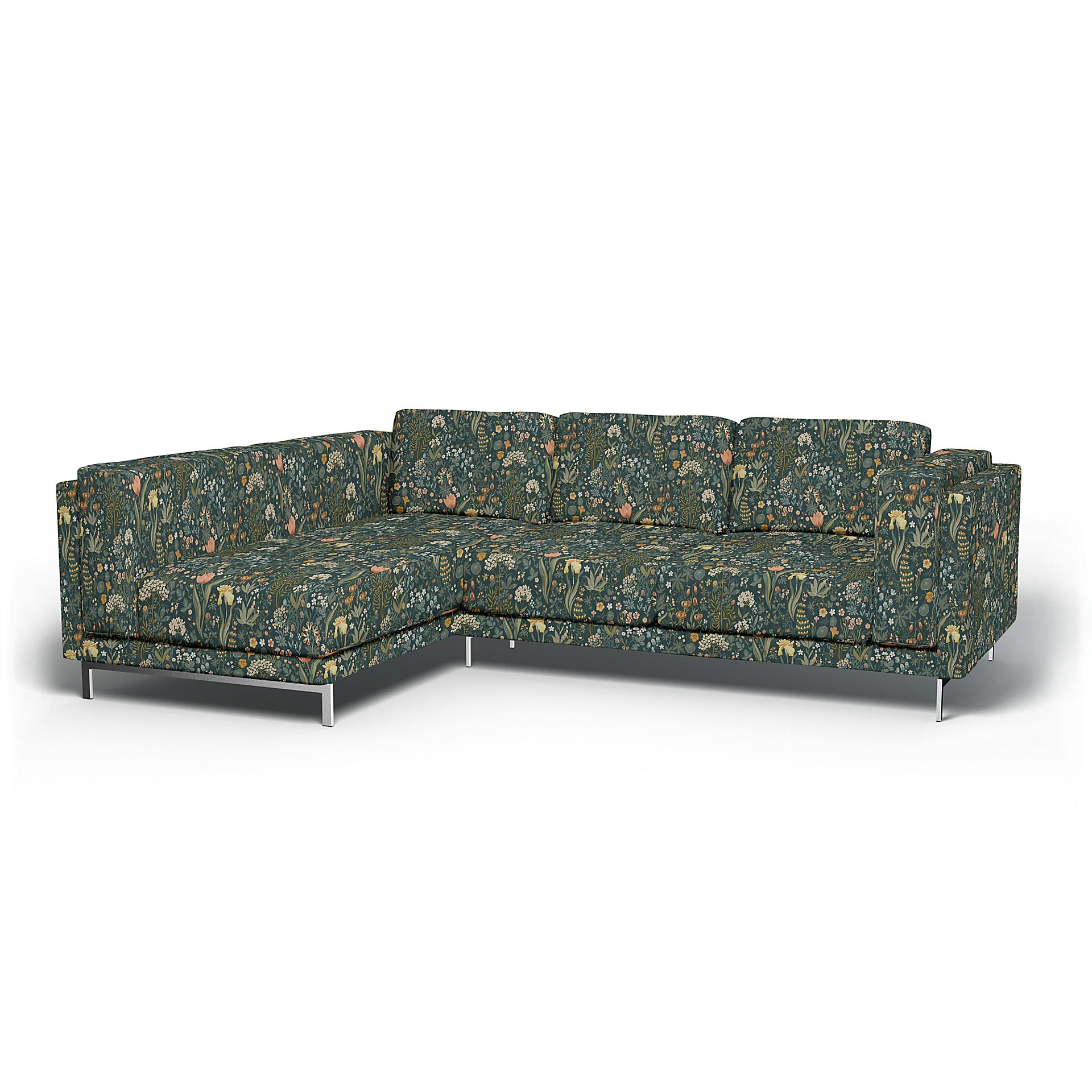 IKEA - Nockeby 3 Seater Sofa with Left Chaise Cover, Blomsterhav Dark, BEMZ x BORASTAPETER COLLECTIO