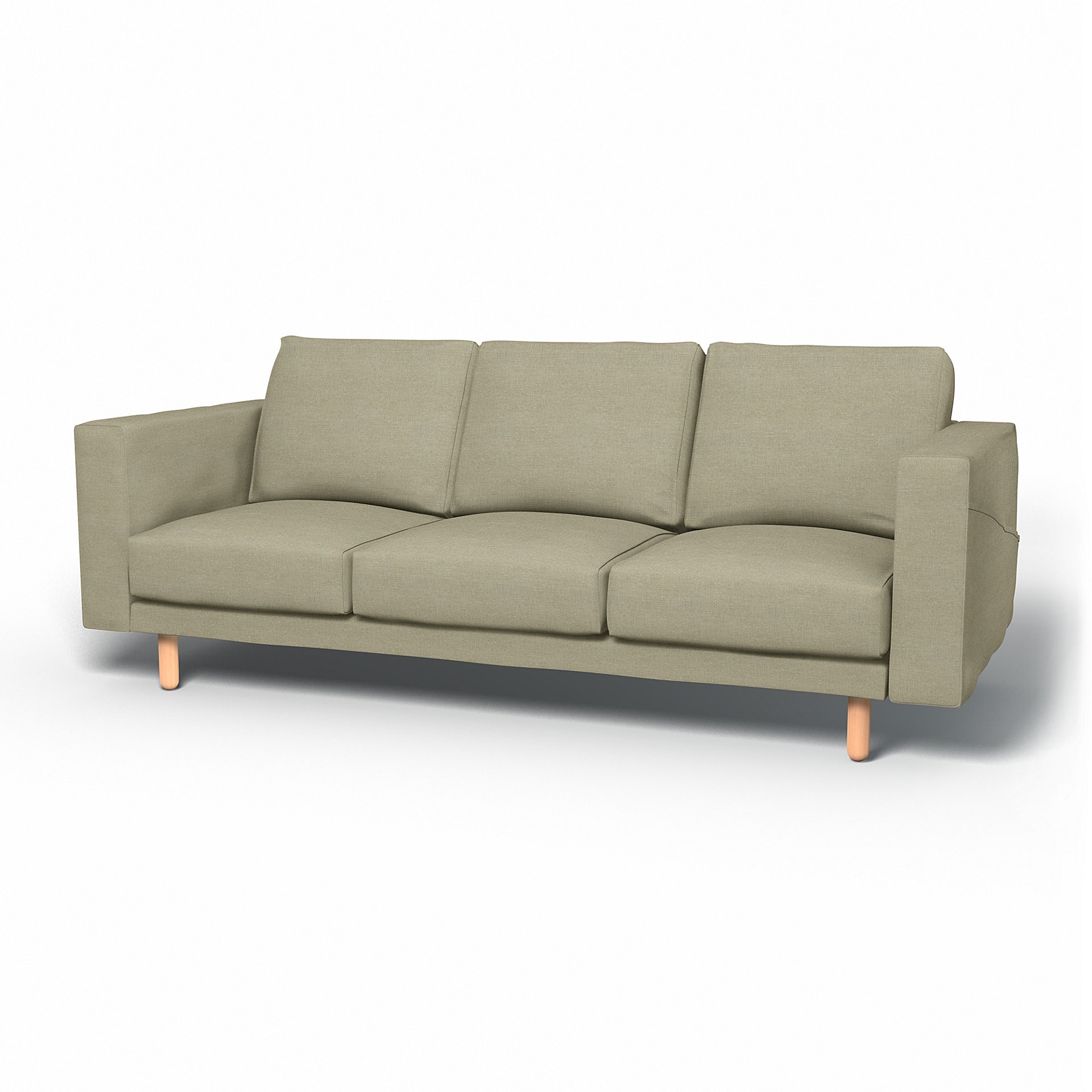 IKEA - Norsborg 3 Seater Sofa Cover, Pebble, Linen - Bemz