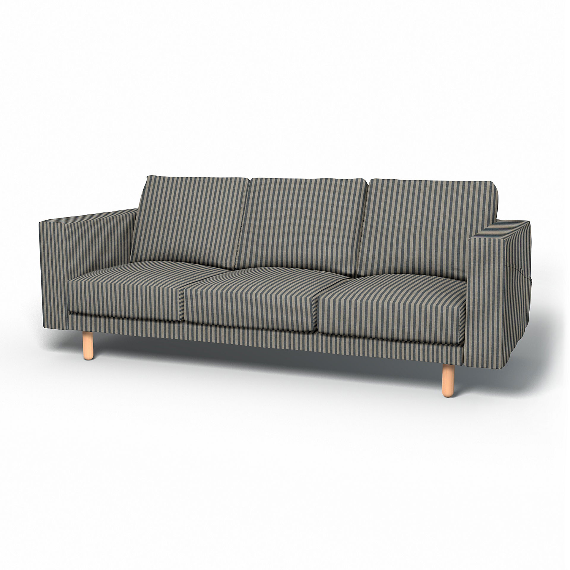 IKEA - Överdrag till Norsborg 3-sitssoffa, Dark Blue / Natural, Linne - Bemz