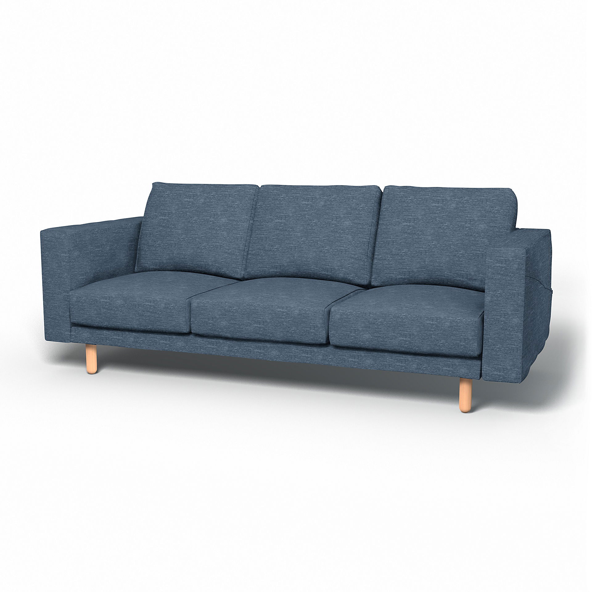 IKEA - Överdrag till Norsborg 3-sitssoffa, Mineral Blue, Sammet - Bemz