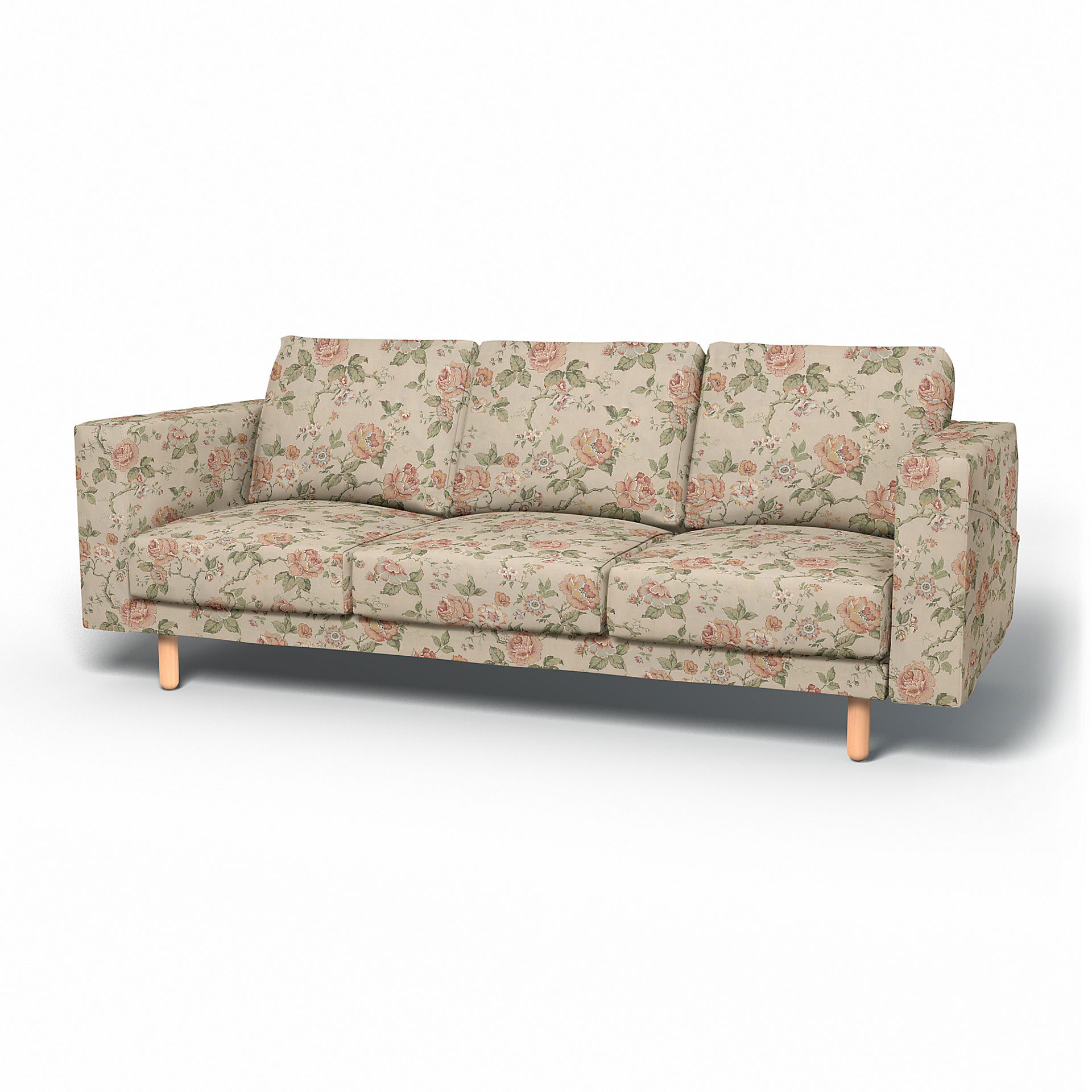 IKEA - Överdrag till Norsborg 3-sitssoffa, Rosenträd Light, BEMZ x BORÅSTAPETER COLLECTION - Bemz