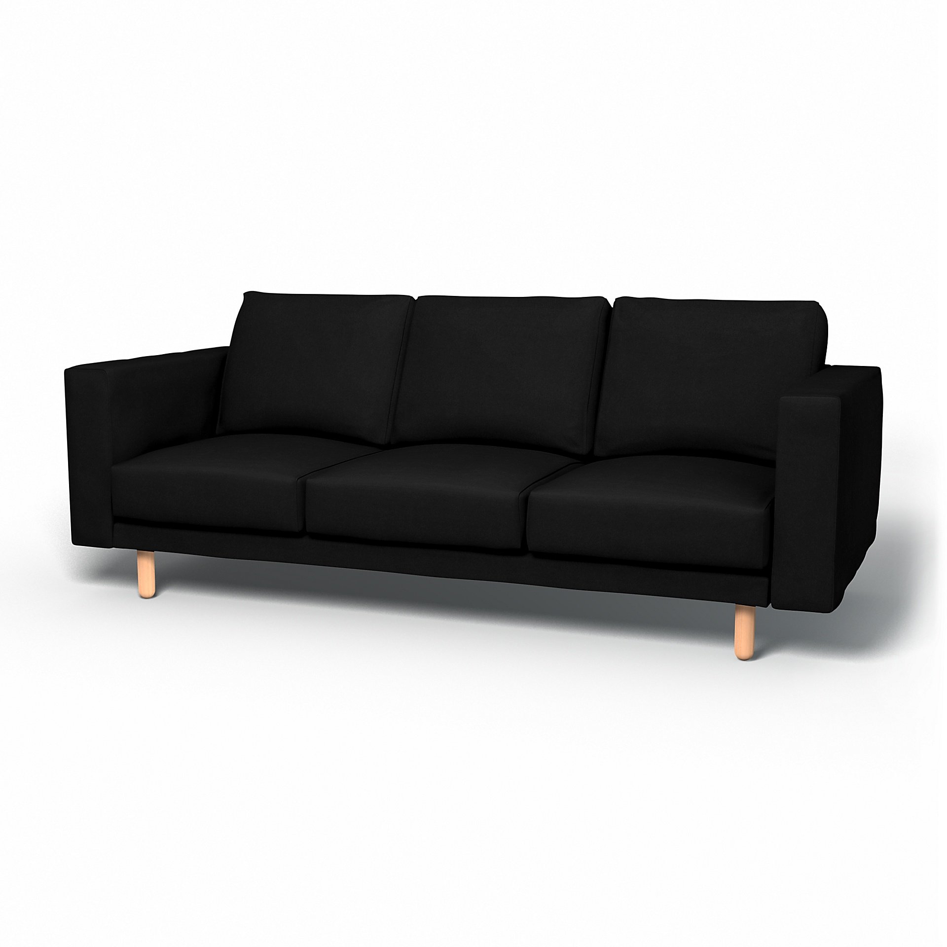 IKEA - Norsborg 3 Seater Sofa Cover, Black, Velvet - Bemz