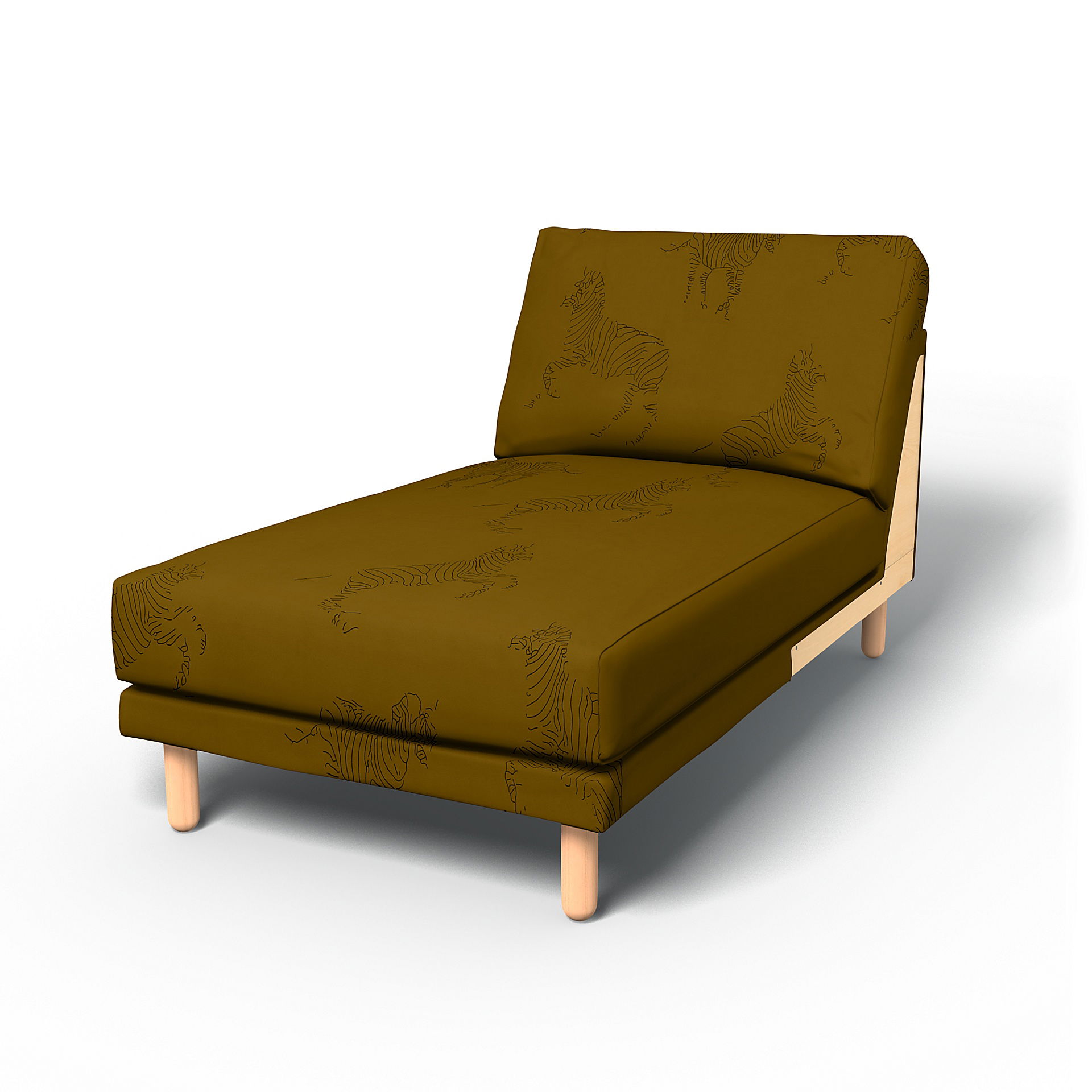 IKEA - Norsborg Chaise Longue Add-on Unit Cover, Turmeric / Zebra, BEMZ NATURE'S PALETTE COLLECTION - Bemz