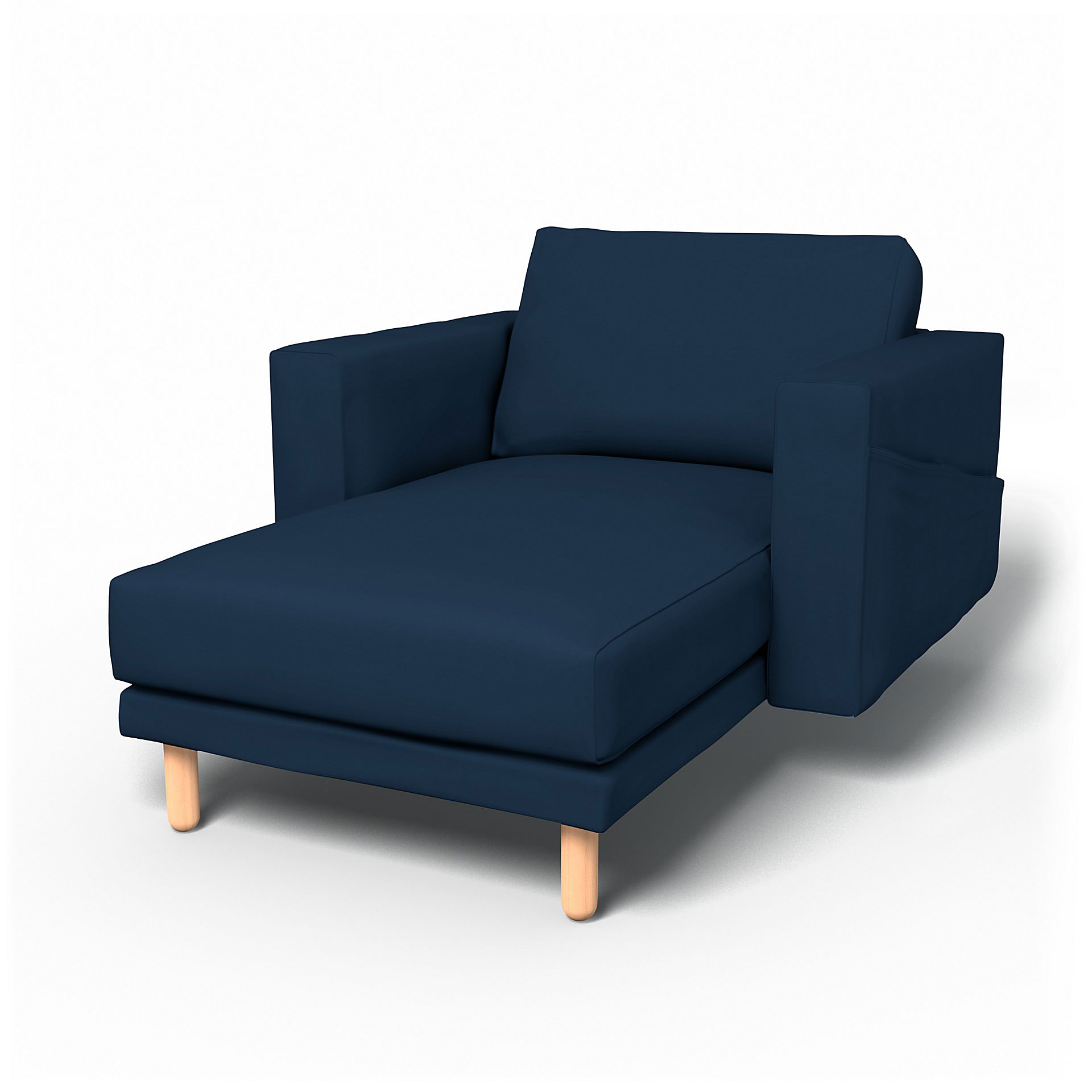 IKEA - Överdrag till Norsborg fristående schäslong med armstöd, Deep Navy Blue, Bomull - Bemz