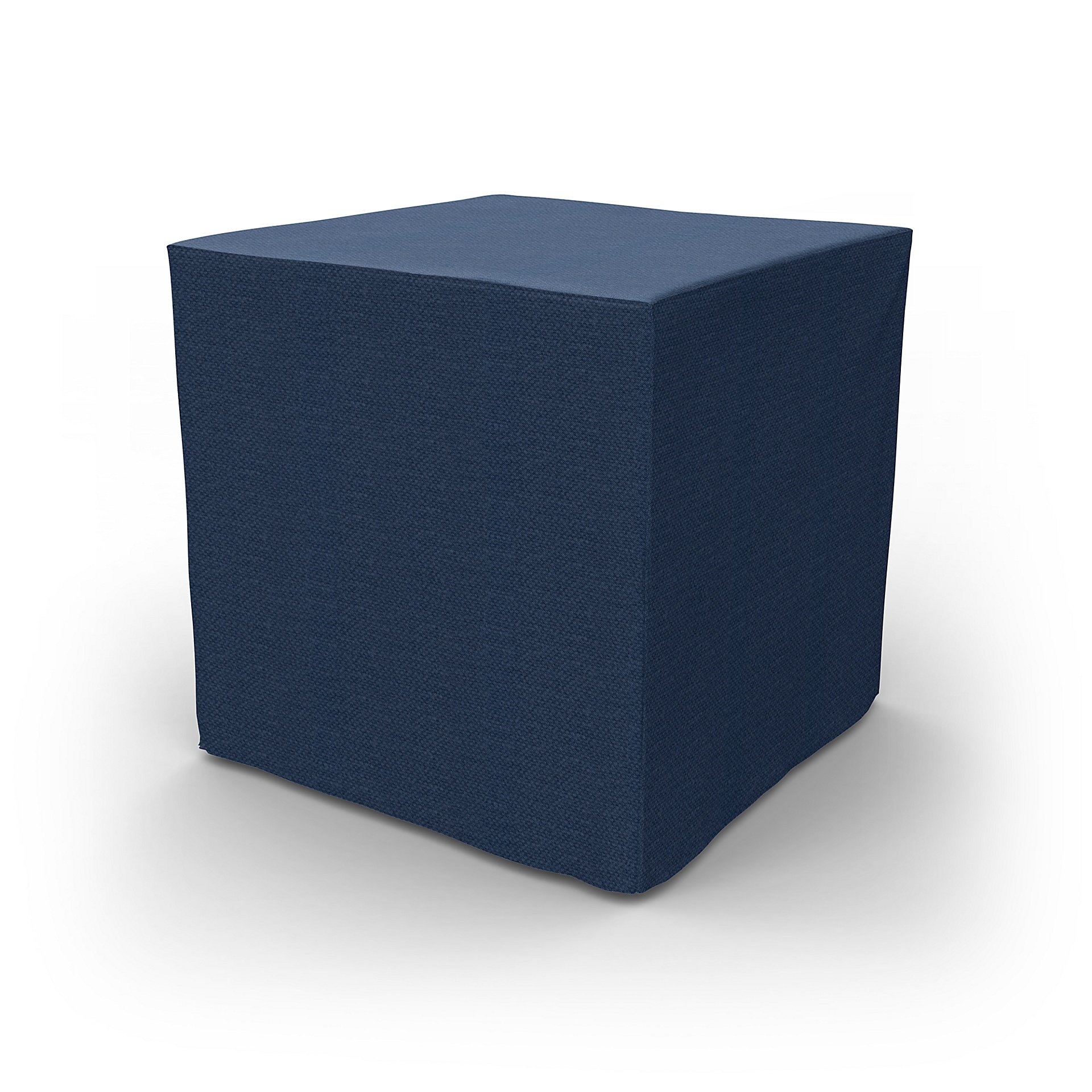 IKEA - Pallbo Footstool Cover, Navy Blue, Linen - Bemz