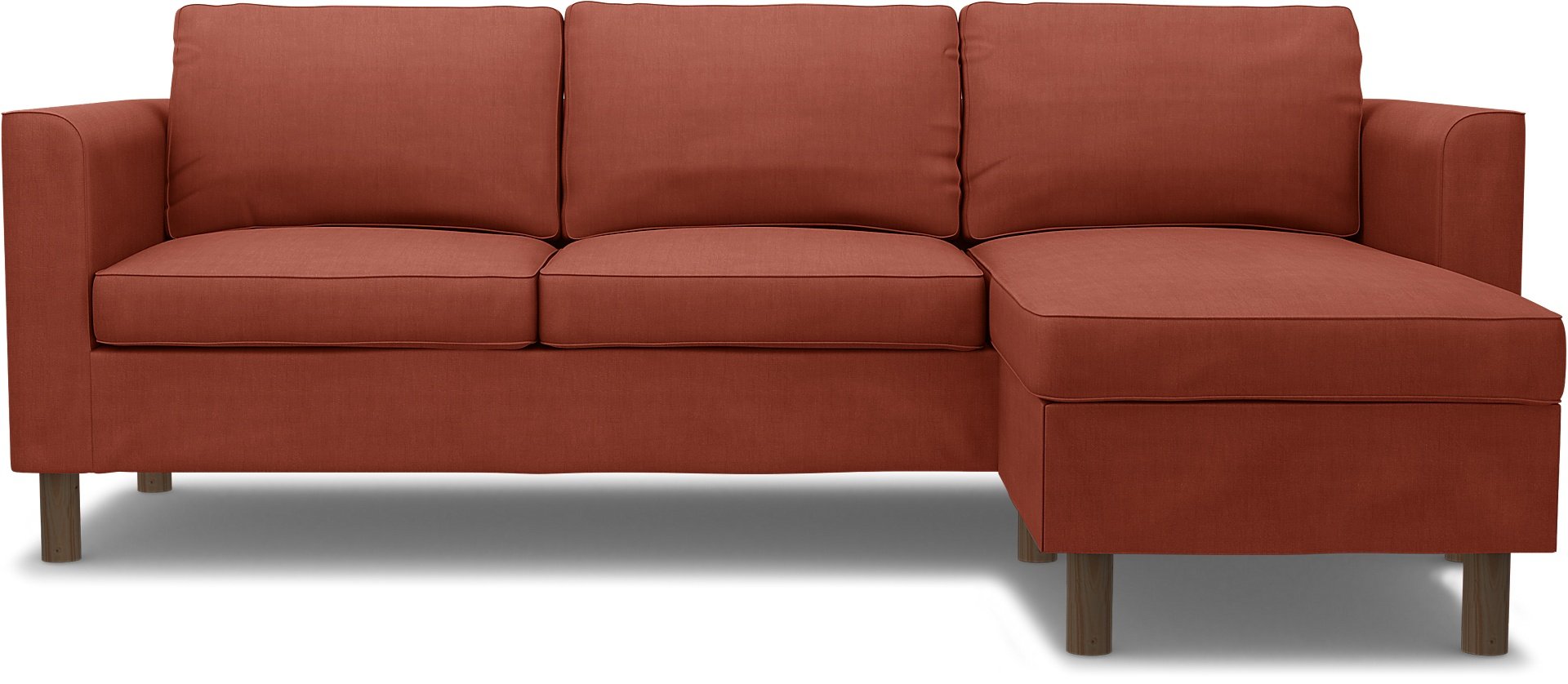 IKEA - Parup 3 Seater with chaise longue, Terracotta, Linen - Bemz