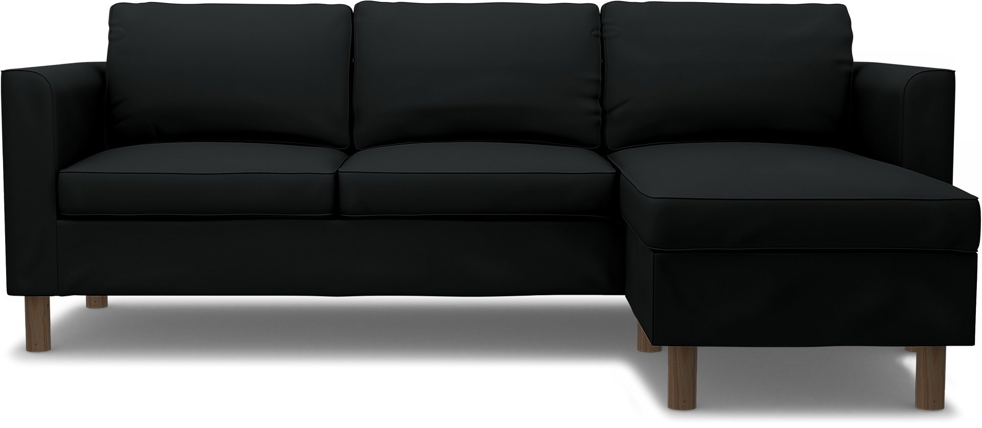 IKEA - Parup 3 Seater with chaise longue, Jet Black, Cotton - Bemz