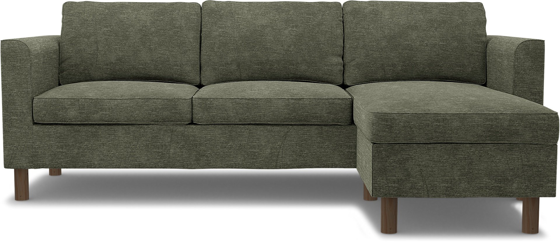 IKEA - Parup 3 Seater with chaise longue, Green Grey, Velvet - Bemz