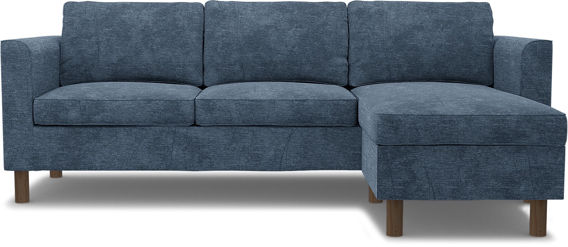 IKEA - Parup 3 Seater with chaise longue, Mineral Blue, Velvet - Bemz