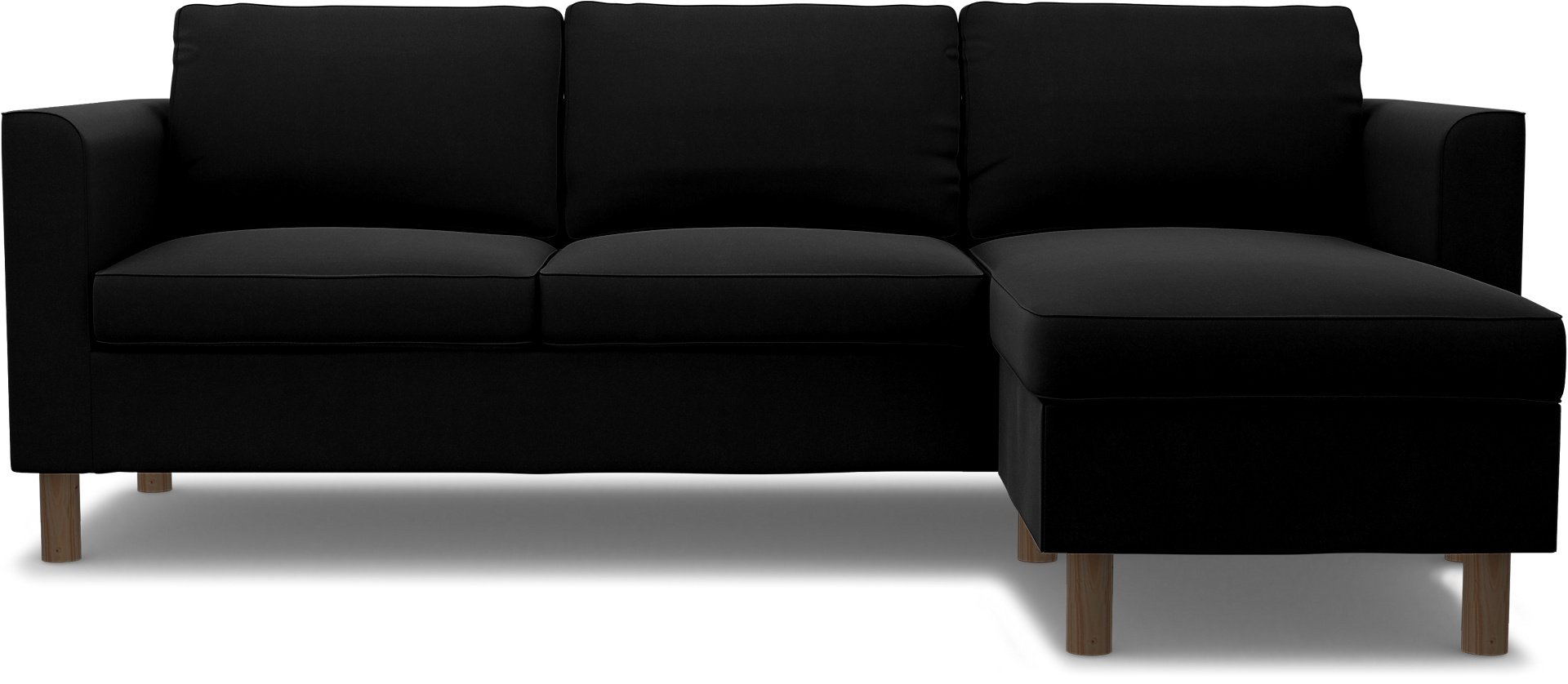 IKEA - Parup 3 Seater with chaise longue, Black, Velvet - Bemz