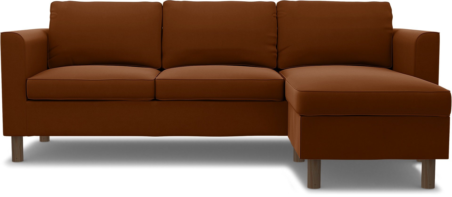 IKEA - Parup 3 Seater with chaise longue, Cinnamon, Velvet - Bemz