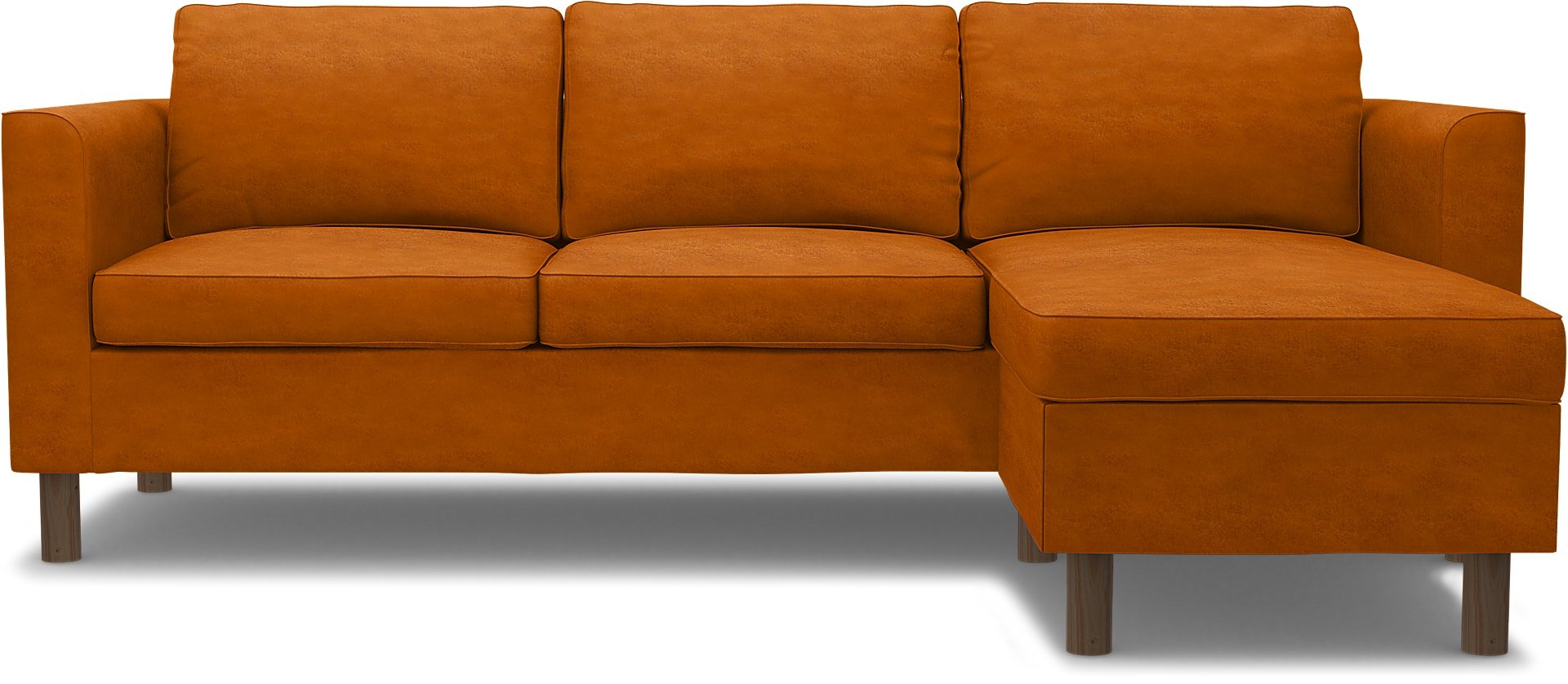 IKEA - Parup 3 Seater with chaise longue, Cognac, Velvet - Bemz