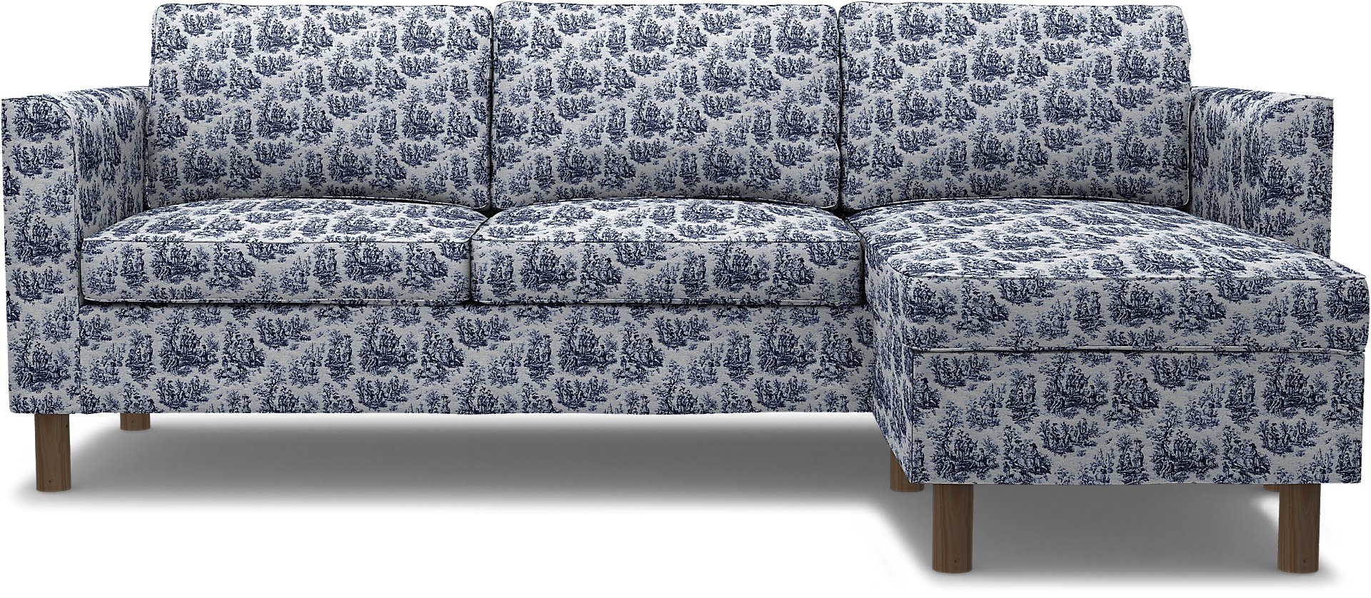 IKEA - Parup 3 Seater with chaise longue, Dark Blue, Boucle & Texture - Bemz