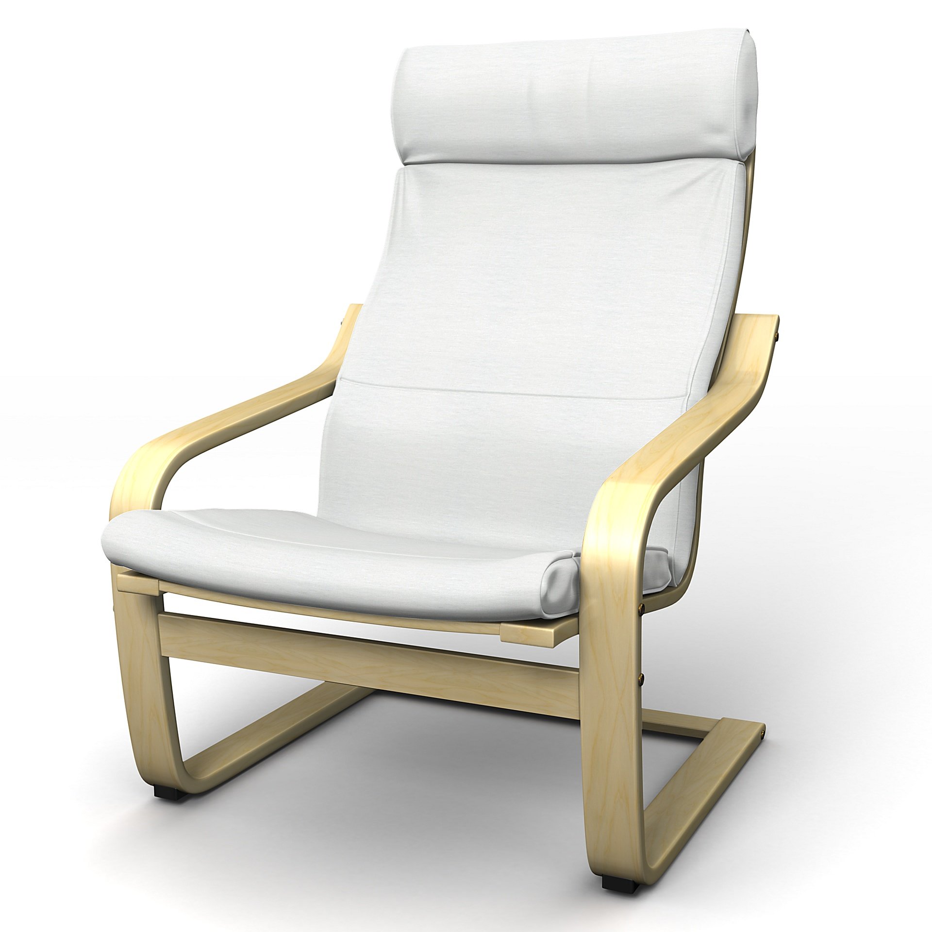 IKEA - Poang Armchair Cover, White, Linen - Bemz